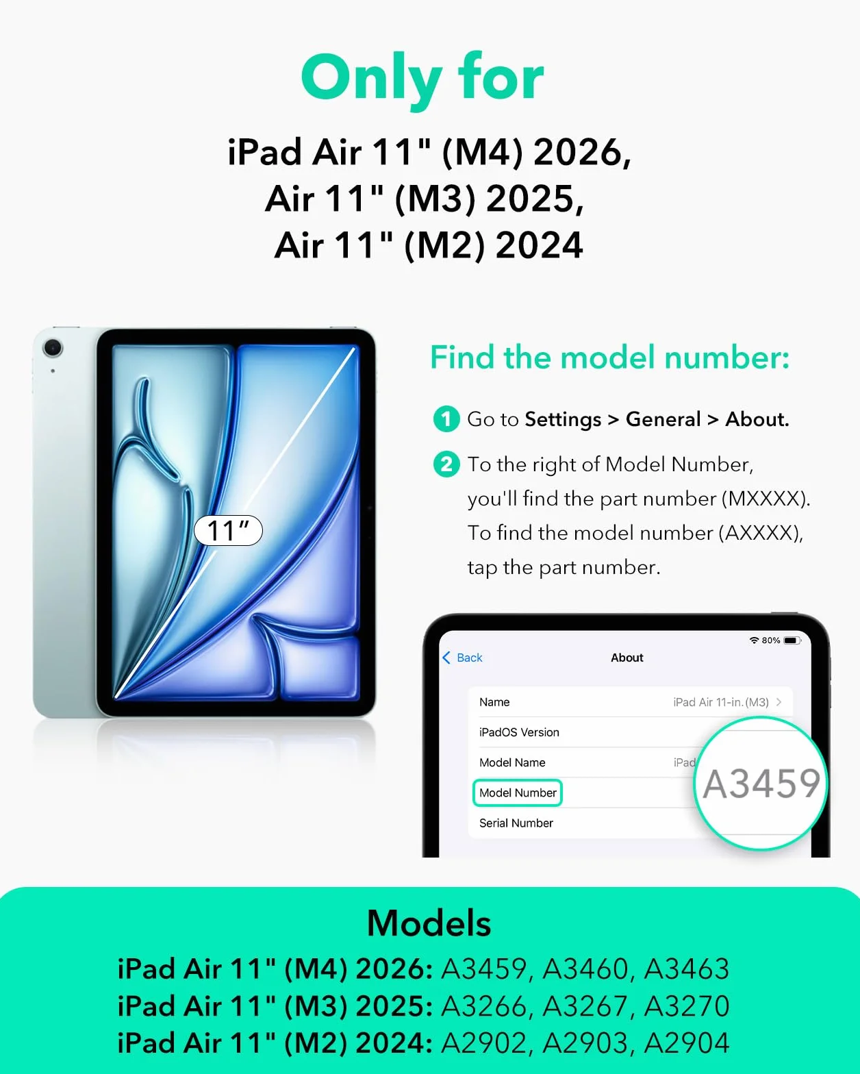 ESR Zestaw 2 ochraniaczy ekranu do iPada Air 11 cali M4/M3/M2, szkło hartowane 9H UltraFit