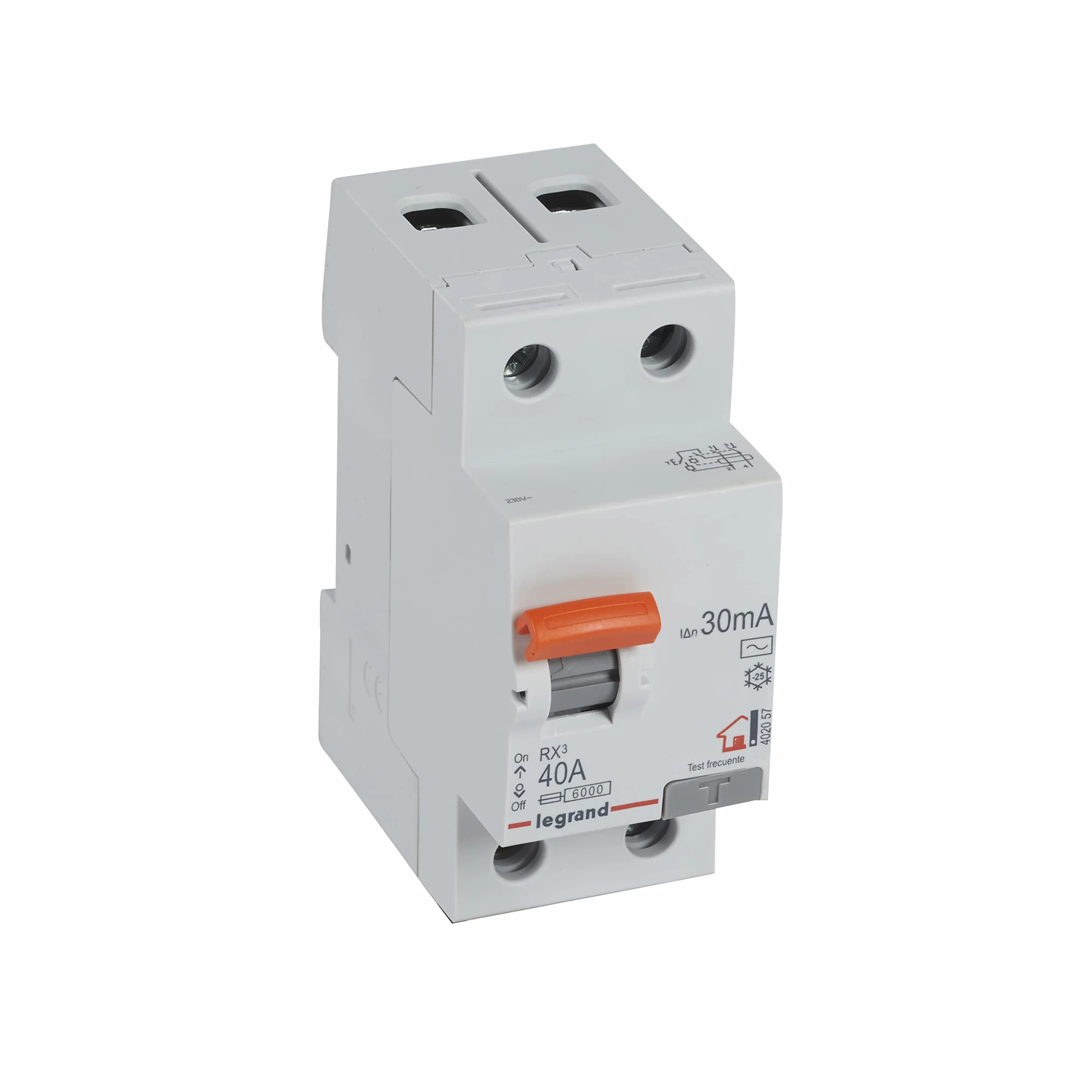 Legrand 402057E, Przełącznik różnicowy, 2P 40 A, czułość 30mA, klasa AC, RX3