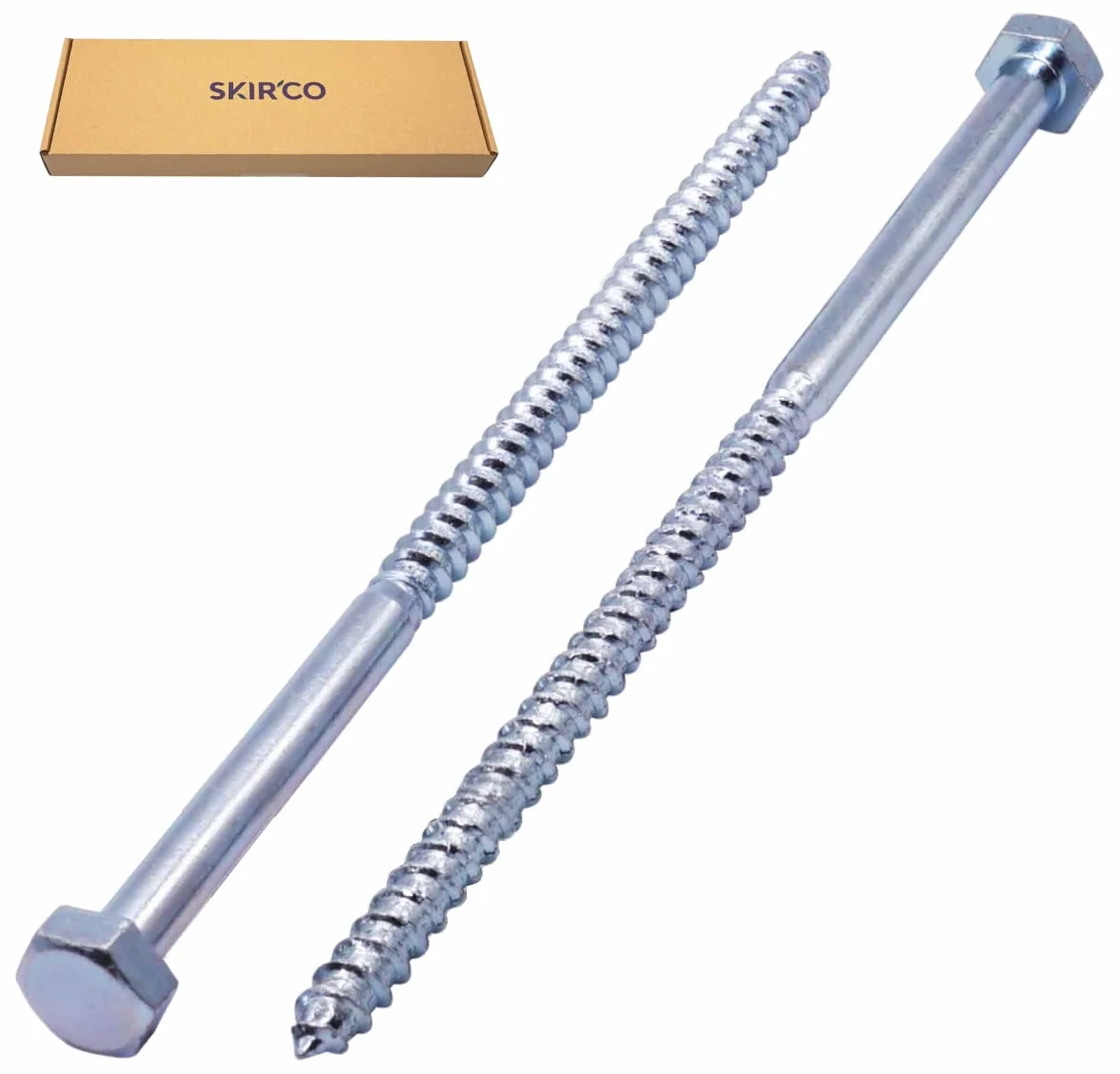 SKIR'CO (15 szt.) DIN 571 śruby do drewna z łbem sześciokątnym z łbem sześciokątnym M10 x 220 mm, śruby śrubowe, śruba sześciokątna, śruby opóźniające