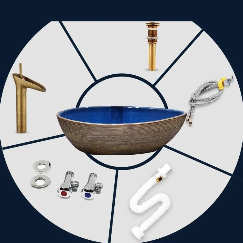 Umywalka Łazienkowa Nablatowa, Ceramiczna Umywalka Łazienkowa, Porcelanowa Umywalka Nablatowa Z Kranem I Odpływem, Umywalka Nablatowa Nablatowa