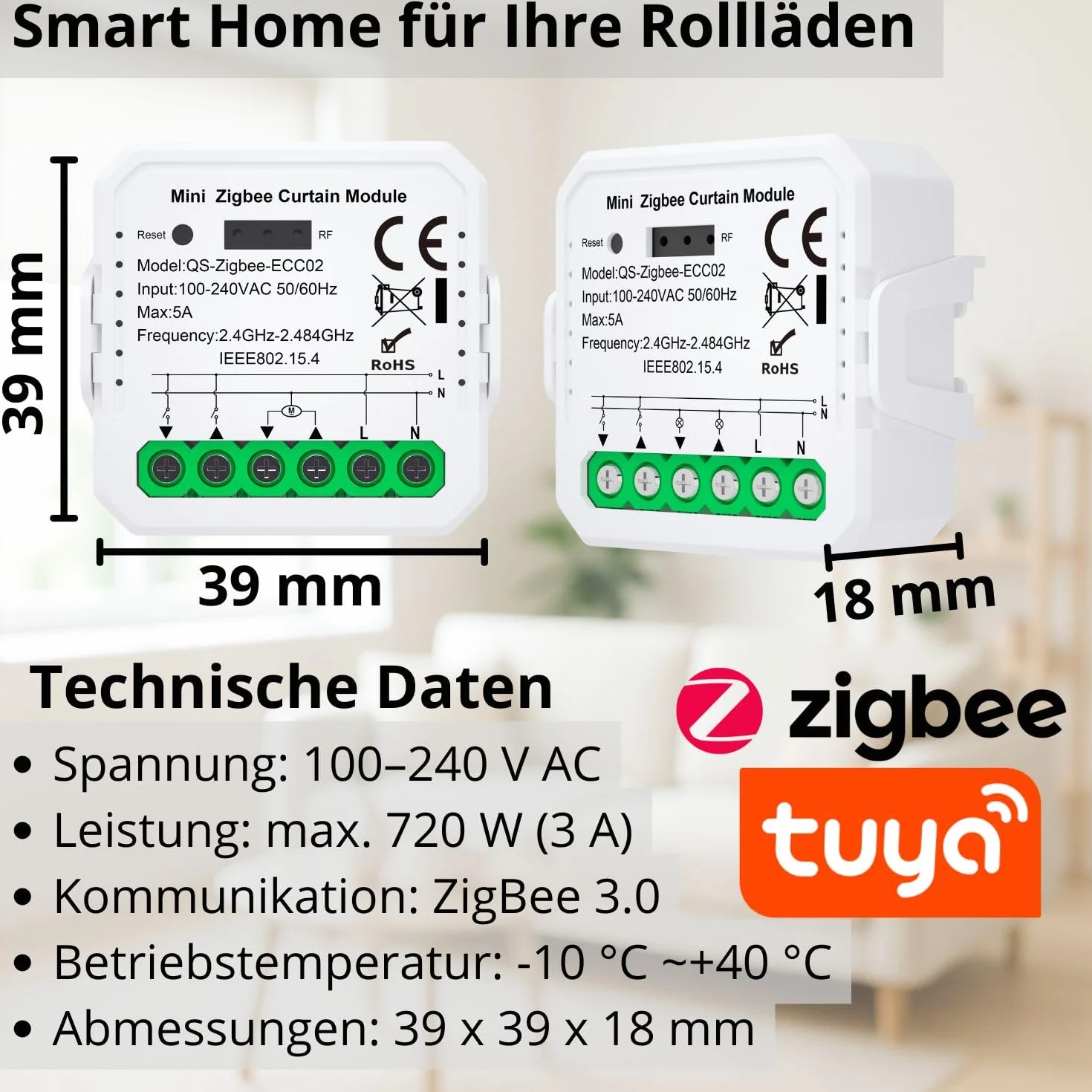 Sterownik rolet Tuya Smart LIfe ZIGBEE 3.0 MINI Procentowy V3