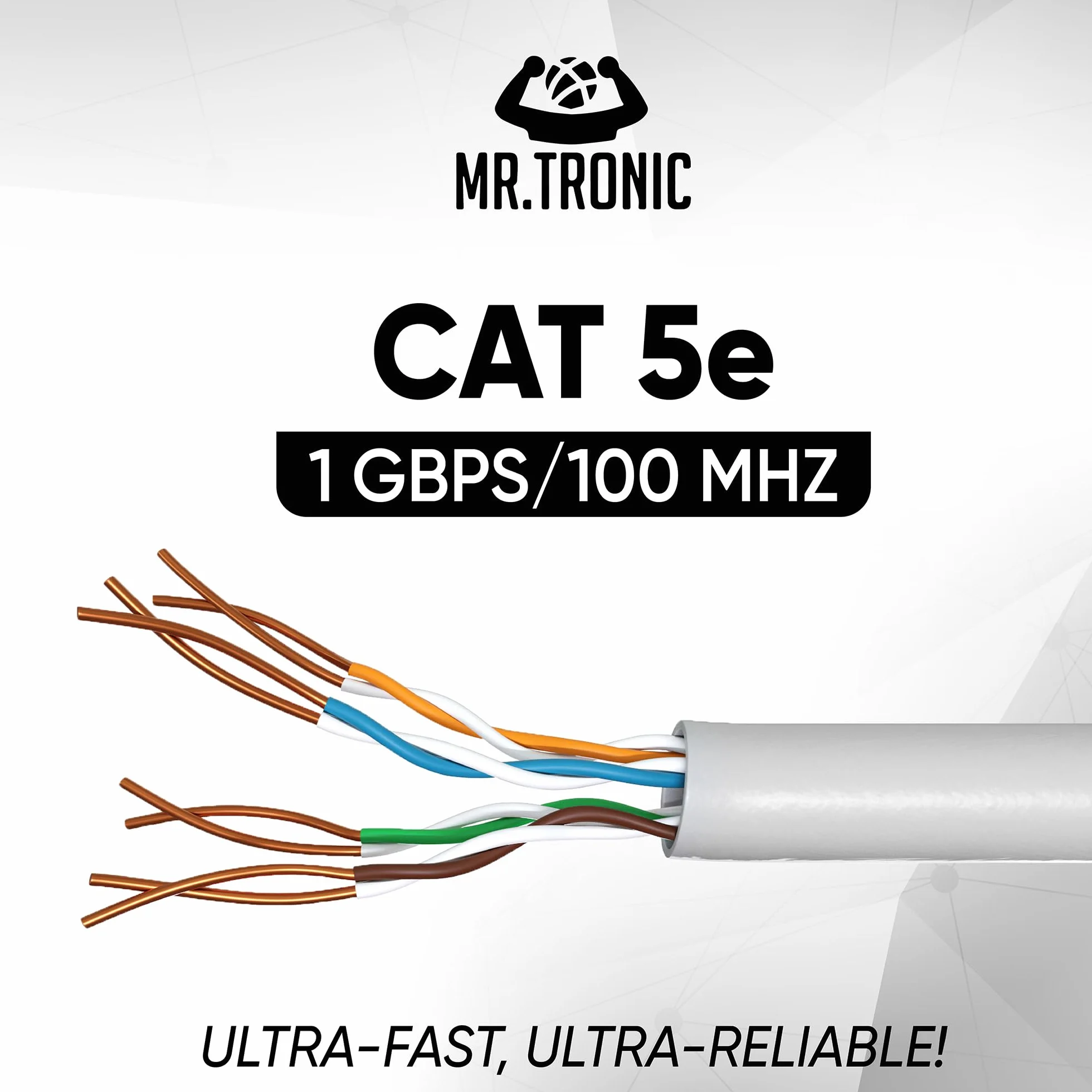 Pan. Tronic 305m Kabel sieciowy Ethernet Cewka | Kabel instalacyjny | CAT5E, AWG24, CCA, UTP, RJ45 | Gigabit LAN | Szybki Internet | PC, przełącznik, router, modem, przełącznik (305 metrów, szary)