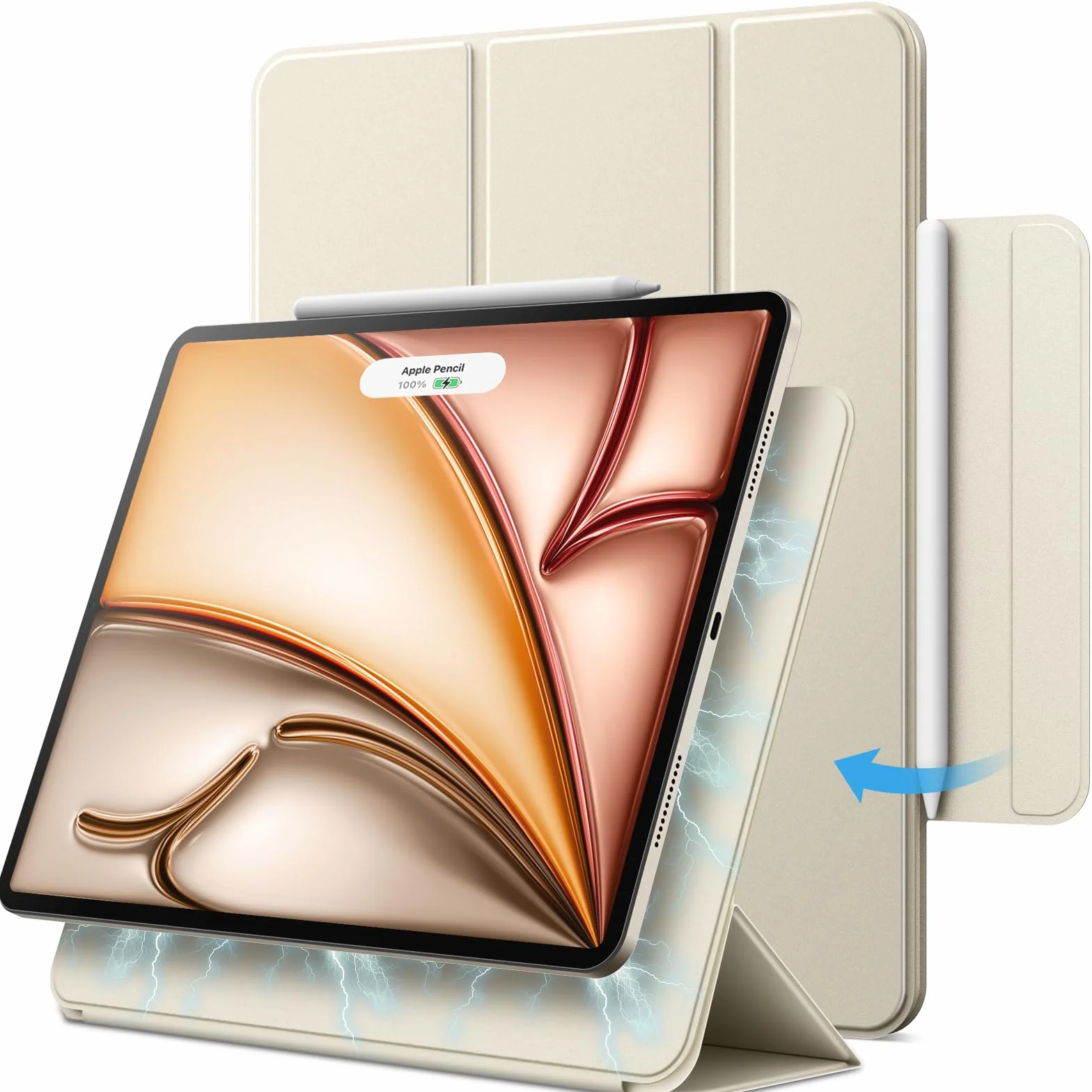 JETech Magnetic Etui dla iPad Air 11 Cala M4/M3/M2 (2026/2025/2024), iPad Air 5/4 (10,9 Cala, Model 2022/2020, 5/4 Generacja), iPad Pro 11 (2018), Mocowanie Magnetic Case (Księżycowa Poświata)