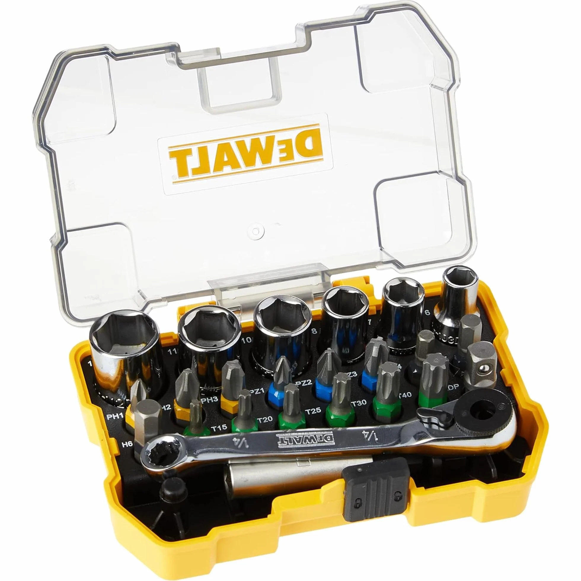 DeWalt Zestaw bitów i grzechotek (24-częściowy, w wytrzymałej obudowie, kompatybilny z TSTAK) DT71516