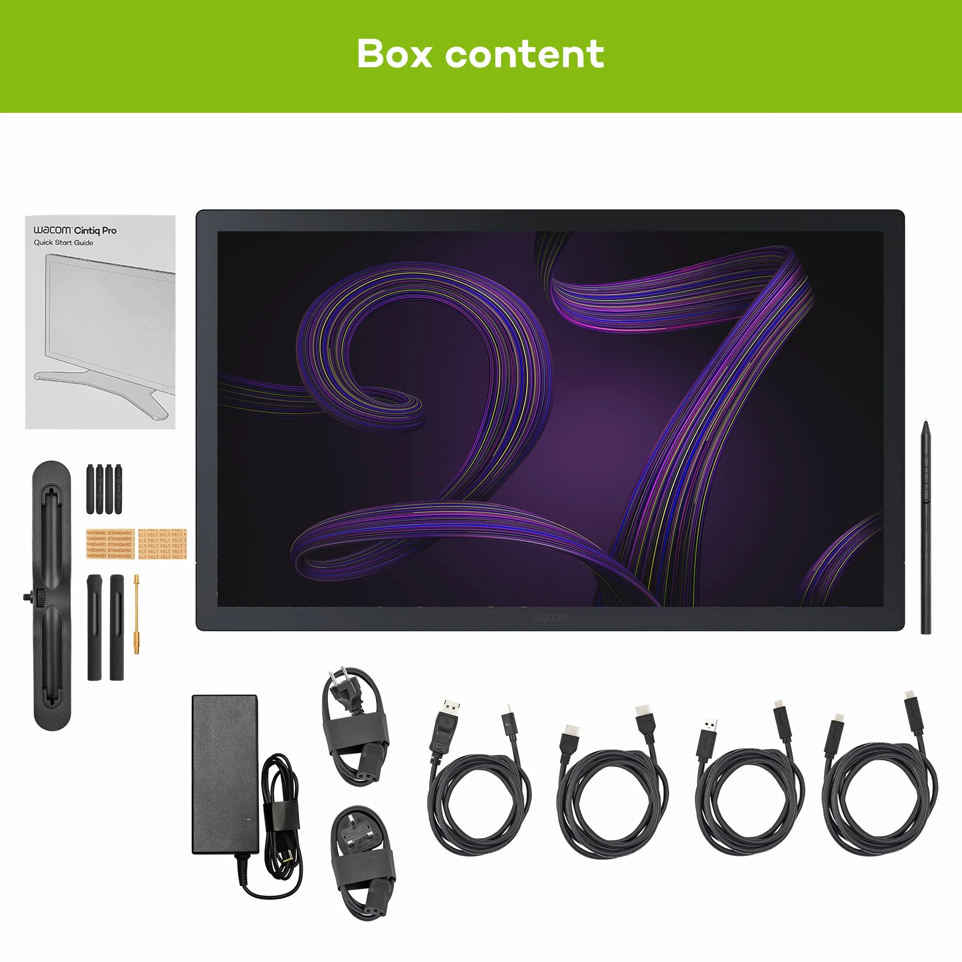 Wacom Tablet graficzny Cintiq Pro 27 (bez podsatwki) - 4K, wielodotykowy wyświetlacz 26,9 cala, HDR Gamma, certyfikat Pantone SkinToneTM Validated, 99% kolorów Adobe RGB pióro Wacom Pro Pen 3