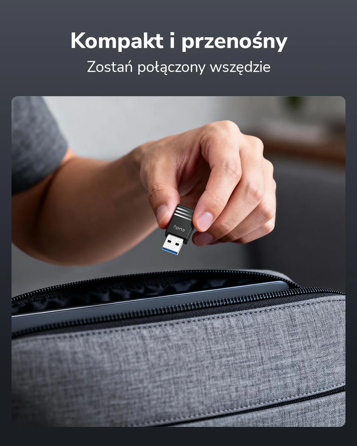 Cudy AX900 WiFi 6 adapter USB WU900, dwuzakresowy bezprzewodowy klucz sprzętowy 600 Mb/s + 286 Mb/s, kompaktowa konstrukcja nano, gry o niskim opóźnieniu, MU-MIMO, OFDMA, Windows 7/10/11, kompatybilny