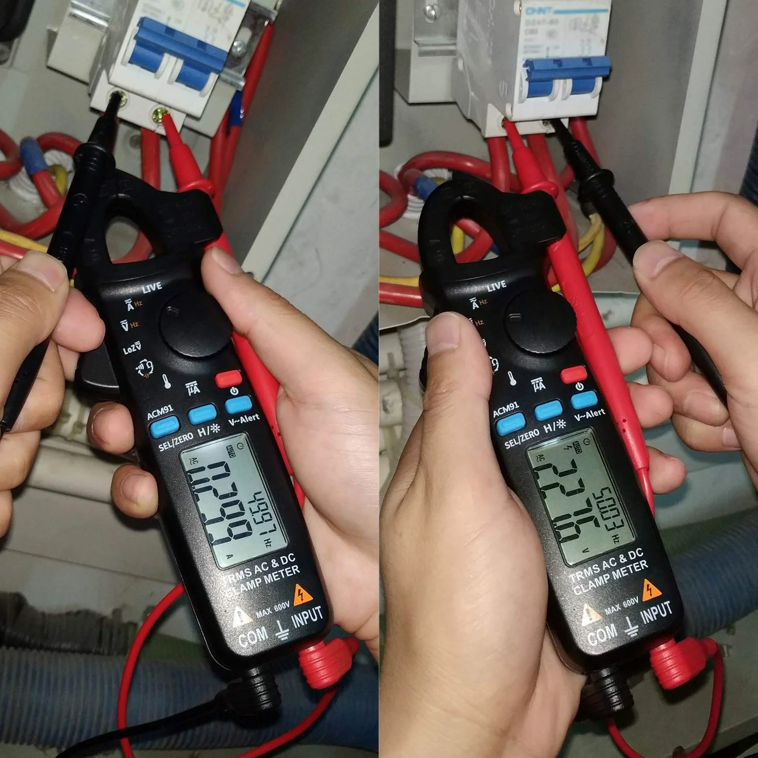BSIDE ACM91 Cyfrowy cęgowy miernik cęgowy 1mA TRMS do pomiaru Prąd upływu AC DC 6000 zliczeń tester napięcia temperatury elektryczny tester do samochodów samochodowych