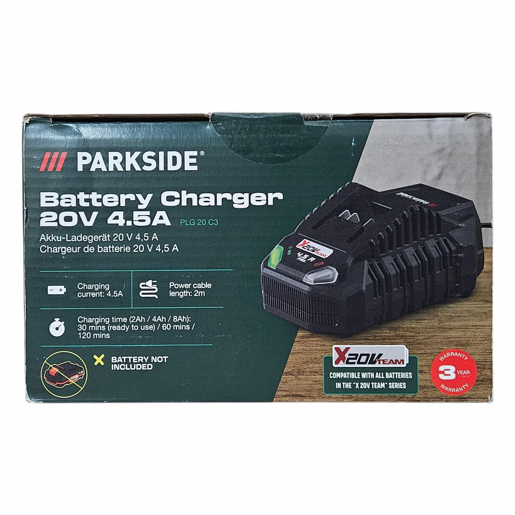 PARKSIDE Ładowarka »PLG 20 C3", 120 W, 4,5 A - 30 min Czas ładowania X 20 V Team