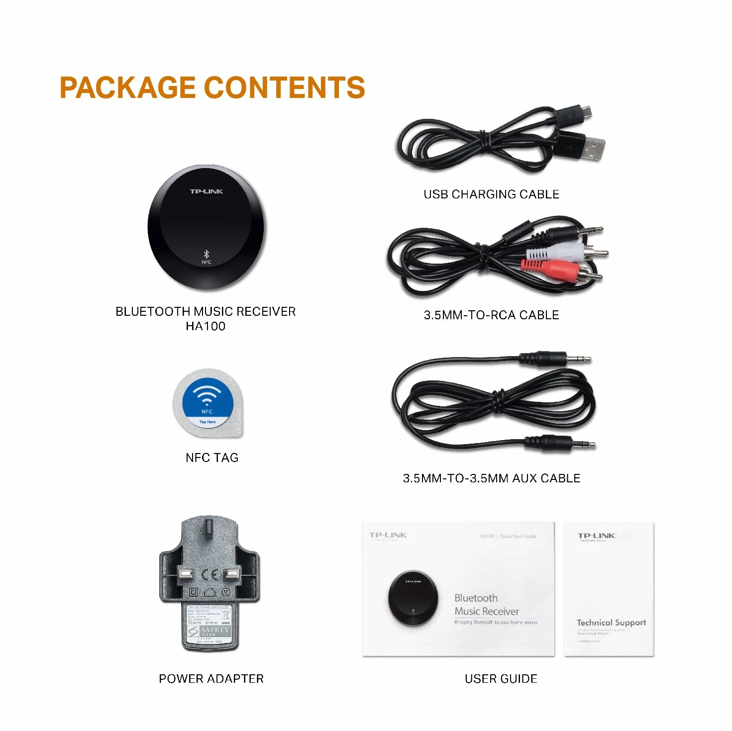 TP-Link Bluetooth Stereo Audio Music Receiver Adapter with NFC Technology for iPhones, iPads, Smartphones, Tablets, Laptop and any Bluetooth-enabled device, 3.5 mm or RCA Jacks - Black (HA100)