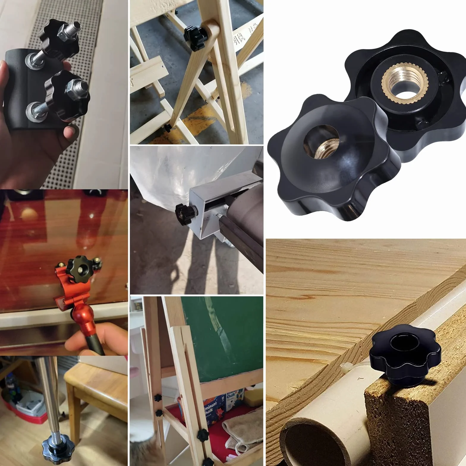 20 SZTUK Star Grip Nut M8 × 32 mm nakrętka radełkowana plastikowa nakrętka mosiężna gwint żeński gwiazda śruba czarny przycisk dokręcania do urządzeń mechanicznych obrabiarek