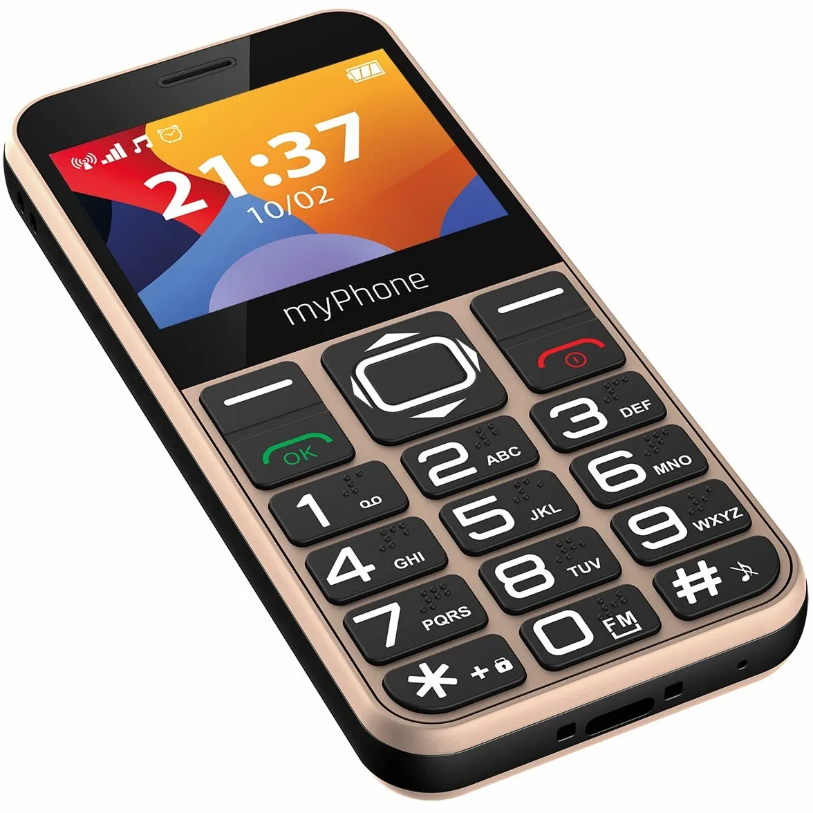 myPhone Halo 3 klasyczny telefon dla seniora z przyciskiem SOS, duże klawisze, wyświetlacz 2,3 cala, złoty