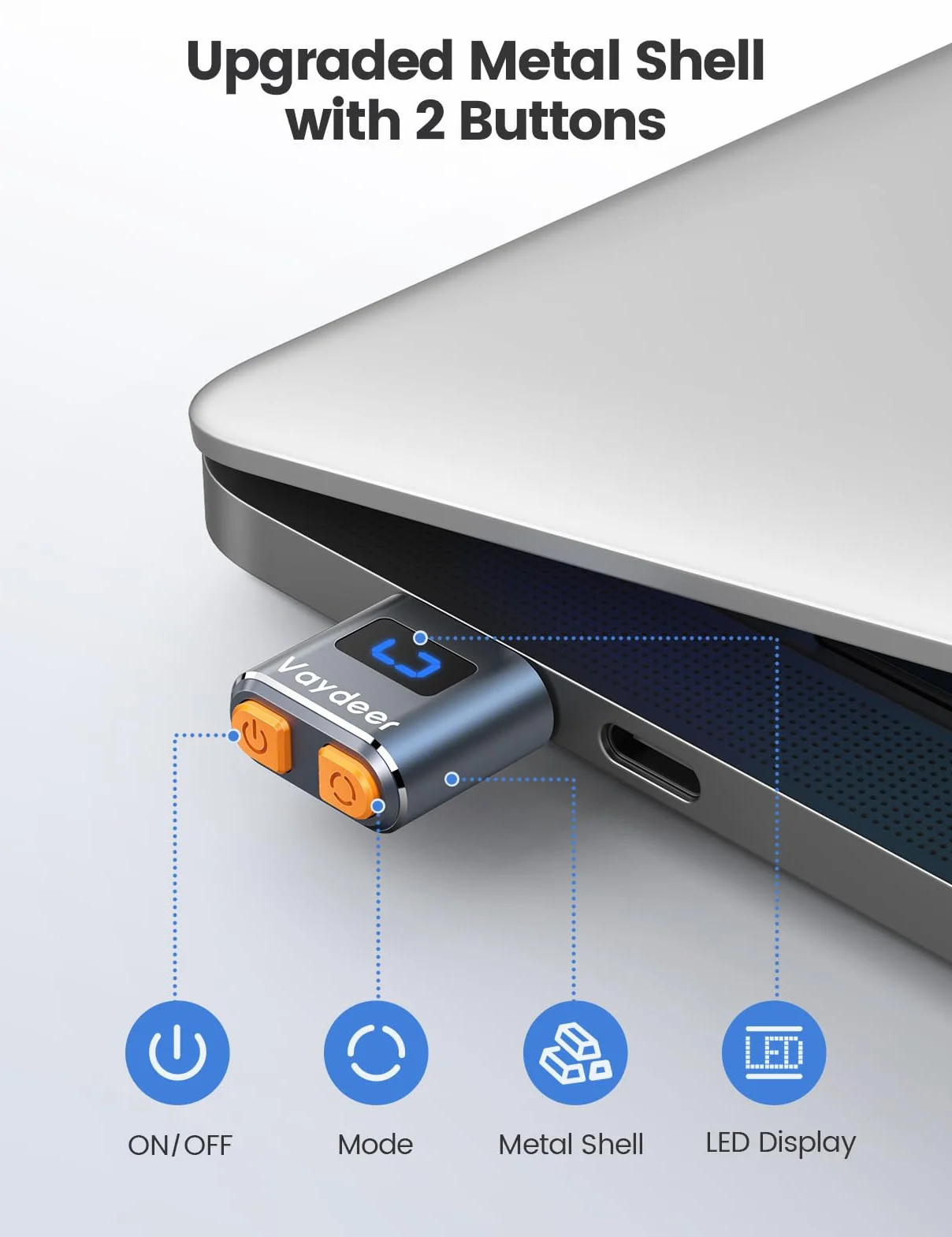 (Metalowy) VAYDEER Mini Mouse Jiggler USB Mouse Mover z włącznikiem wł./wył., bez sterowników, nie jest wykrywalny, symuluj ruch wskaźnika, Plug and Play, kolor czarny