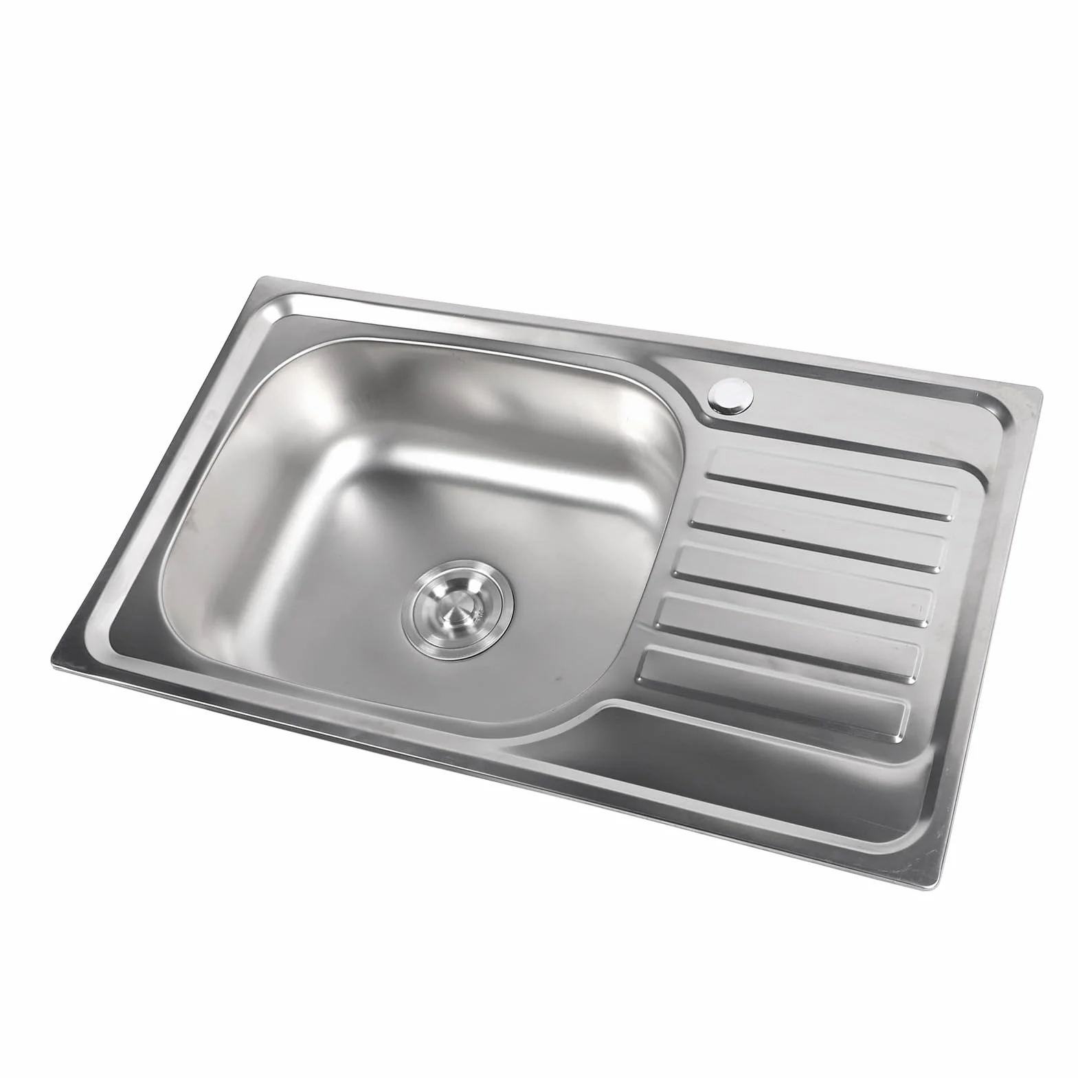 Rengue Stal Nierdzewna 304, Zlew Kuchenny Wpuszczany 29,5x17,7x7,1 Cala, Pojedyncza Misa, Montowany od Góry, Stacja Robocza z Odpływem w Kształcie X, Zaokrąglone Narożniki R10, do Domu,
