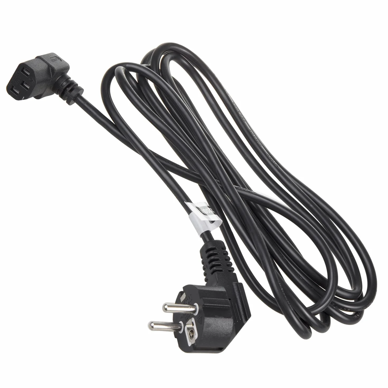 Maclean MCTV-851 Elastyczny Kabel Zasilający, Kabel Zasilacza 3-Pinowy z Uziemieniem, 90 stopniowy Kątowy Kabel Zasilający, Czarny, 1,5 M, Kabel do Zasilania PC, Drukarki, Monitora i RTV AGD