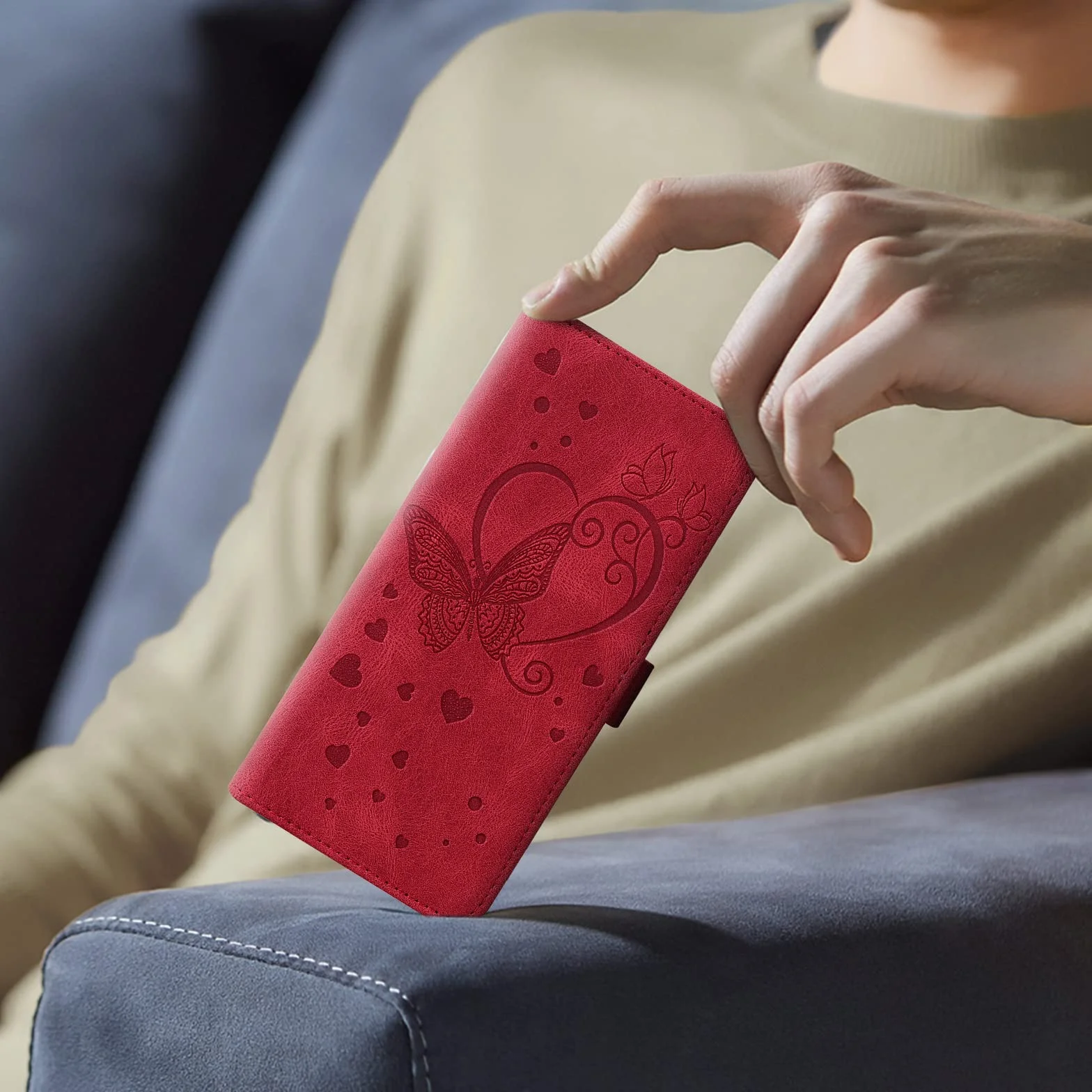 Etui Sony Xperia 1 V 6,5" Skóra PU Klapka Czerwone