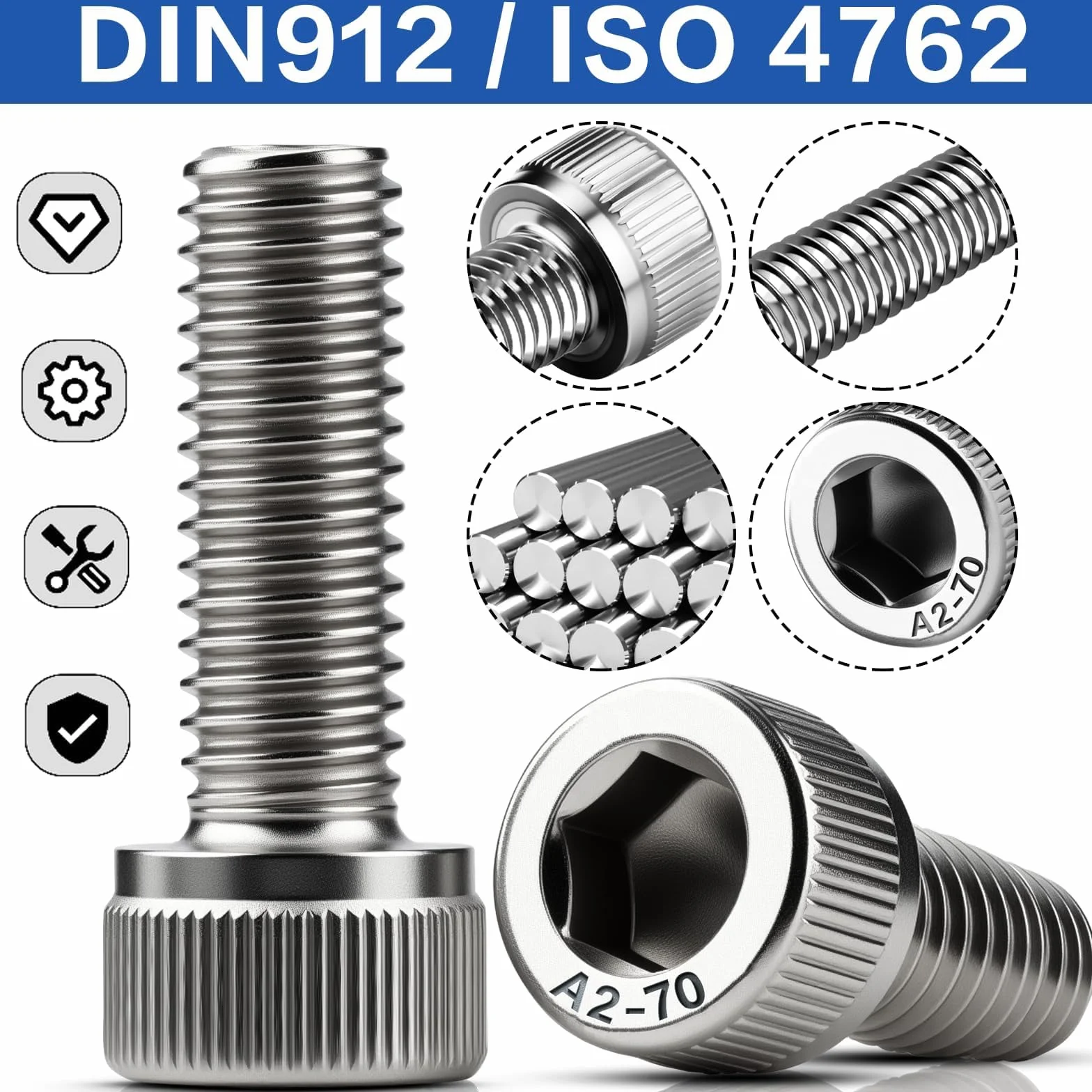 60 sztuk śrub z łbem cylindrycznym M5 x 14 mm śruby ze stali nierdzewnej A2 V2A DIN 912 śruby sześciokątne śruby cylindryczne z gniazdem sześciokątnym pełny gwint śruby imbusowe do mechanicznej