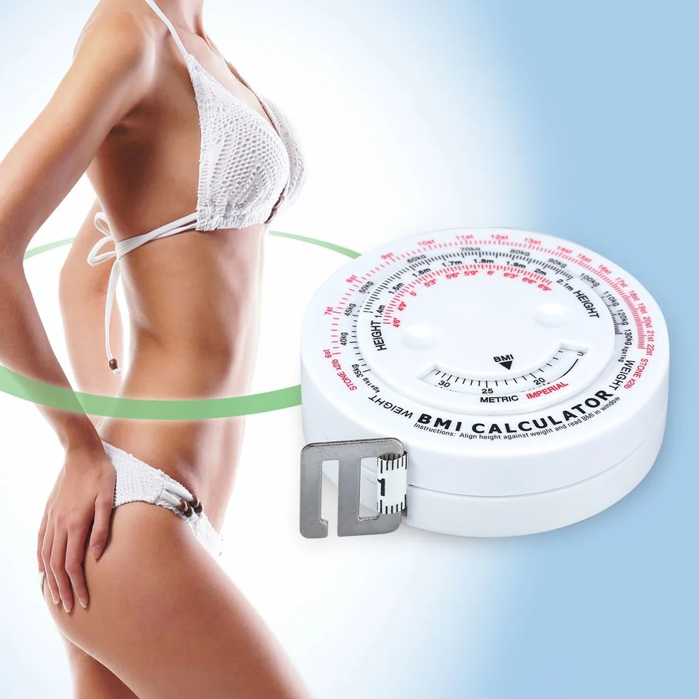 Sonew 741870227189 taśma miernicza 150 cm, chowana taśma miernicza BMI z kalkulatorem diety i odchudzania, biała, PCW + włókno szklane, 741870227189