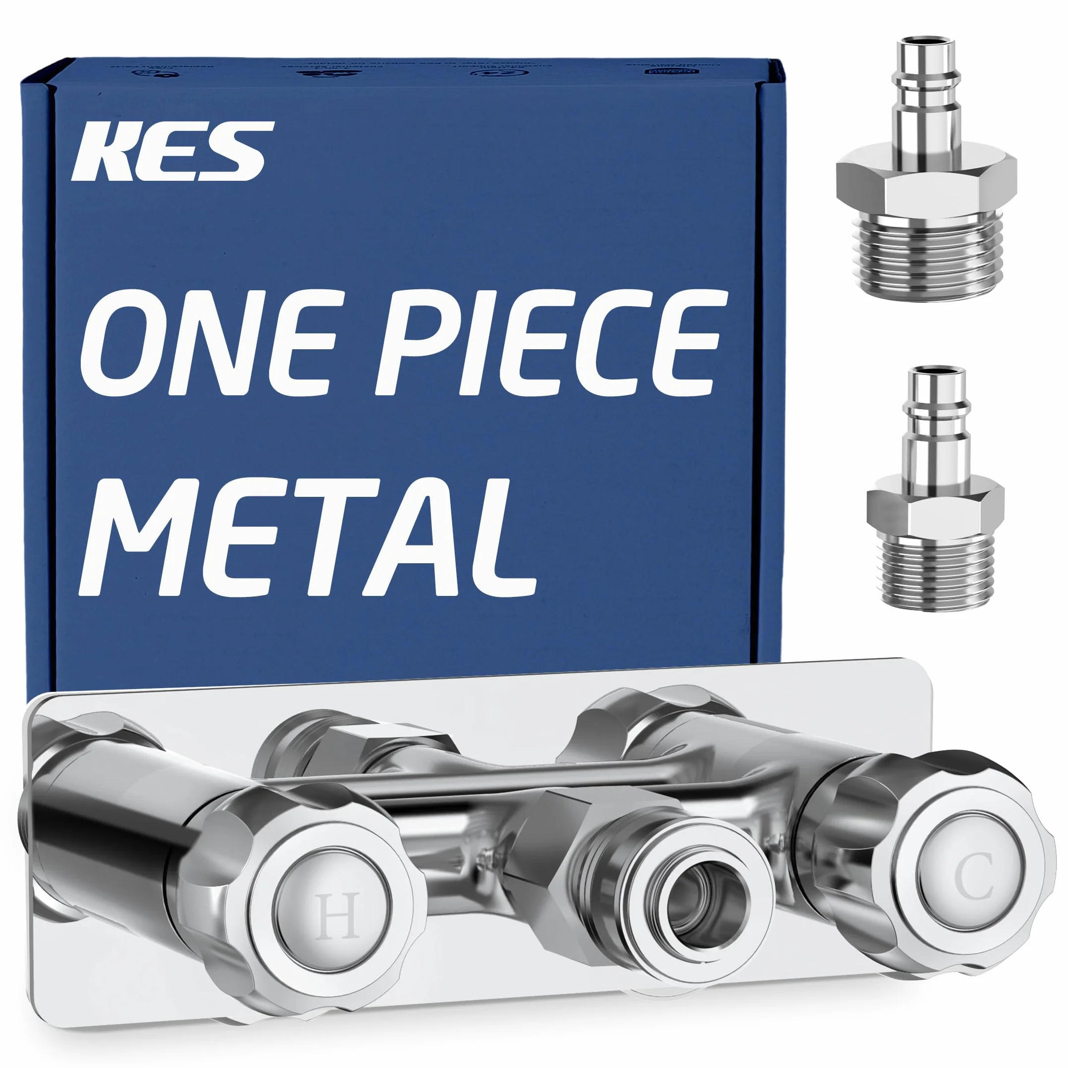 KES Całkowicie metalowa zewnętrzna bateria prysznicowa do kampera z szybkozłączami 18/8, 10 cm, nieprzeciekająca bateria prysznicowa do kampera, na zewnątrz, chrom, LG6106-CH