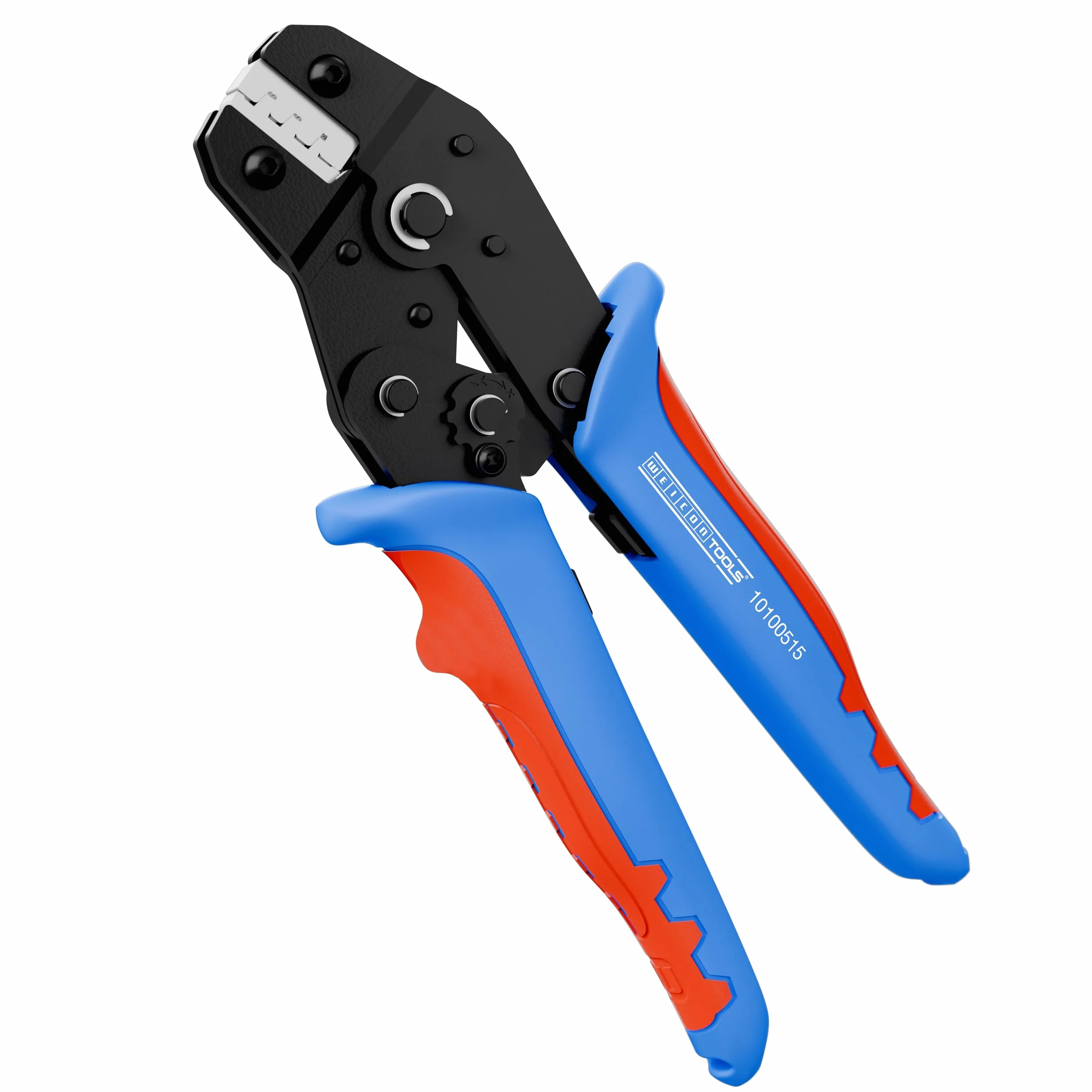 WEICON TOOLS MULTI, Zaciskarka końcówek tulejkowych, ergonomiczna, z wymiennymi modułami, z mechanizmem zapadkowym, niebiesko-czerwona