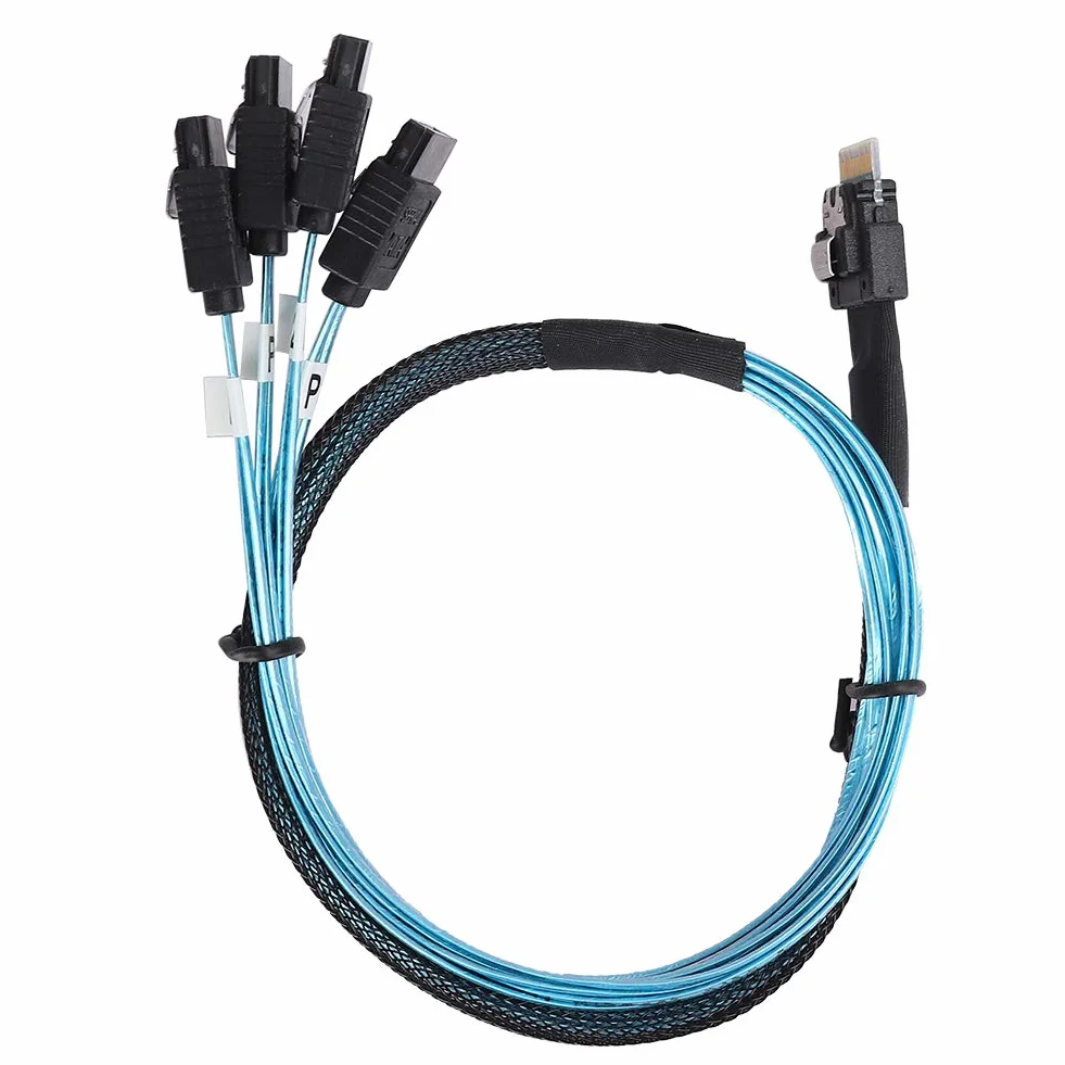 Kabel Mini SAS 38p 12Gb/s SFF-8654 do 4 x SATA, wewnętrzny do serwera