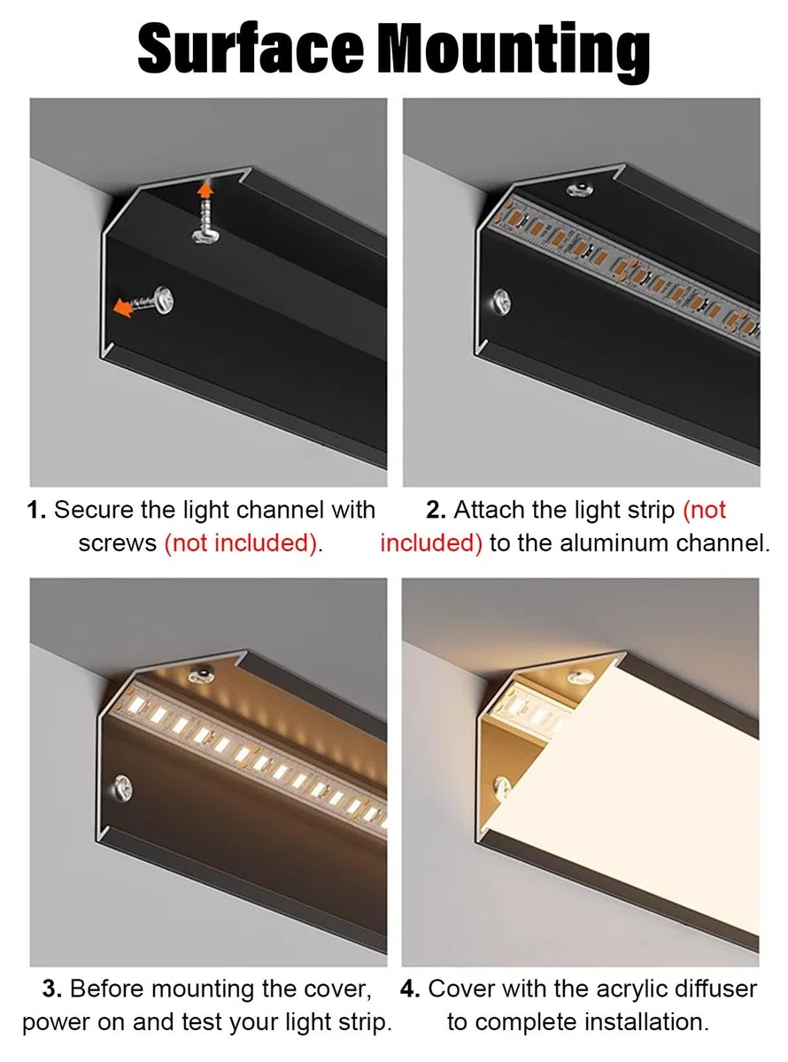 Listwa koronowa LED 30 m z akrylowym dyfuzorem, czarna pośrednia listwa oświetleniowa do dekoracji sufitu i ścian, nowoczesny profil aluminiowy, rozwiązanie do oświetlenia wewnętrznego, stylowe