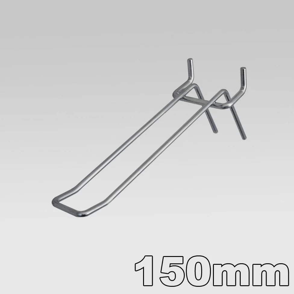 GERSO 100 sztuk podwójnych haków do ścian perforowanych, ocynkowane na wysoki połysk, długość 15 cm
