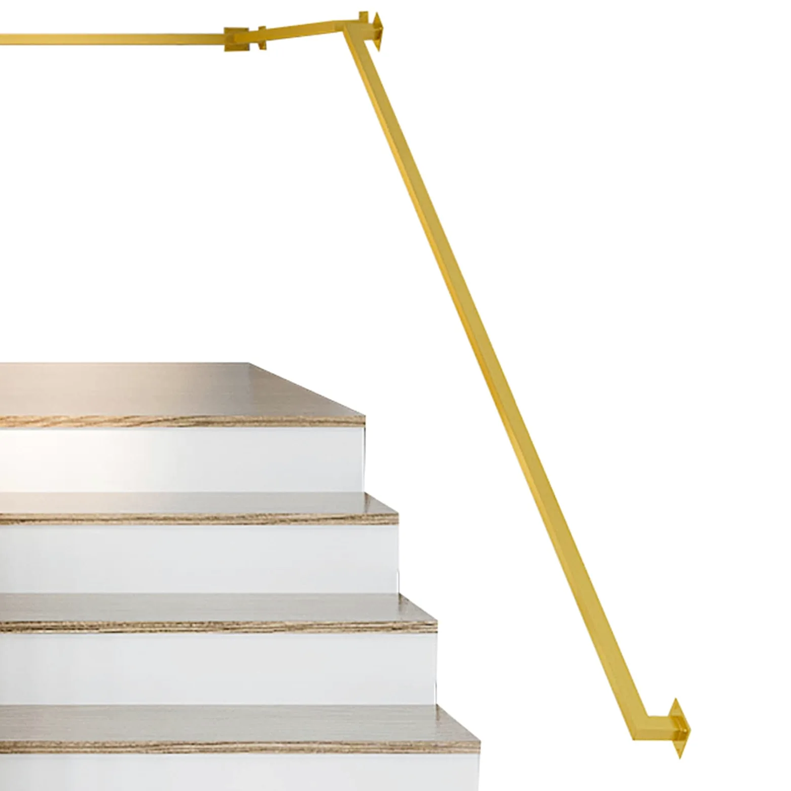 HWF Złote poręcze na schody wewnętrzne, 2 stopy / 0,9 m / 1,2 m / 1,5 m / 1,8 m / 3,5 m / 1,5 m długa żelazna poręcz schodów, dla osób starszych, niepełnosprawnych, antypoślizgowy uchwyt ścienny (kolor: złoty, rozmiar: 50 cm