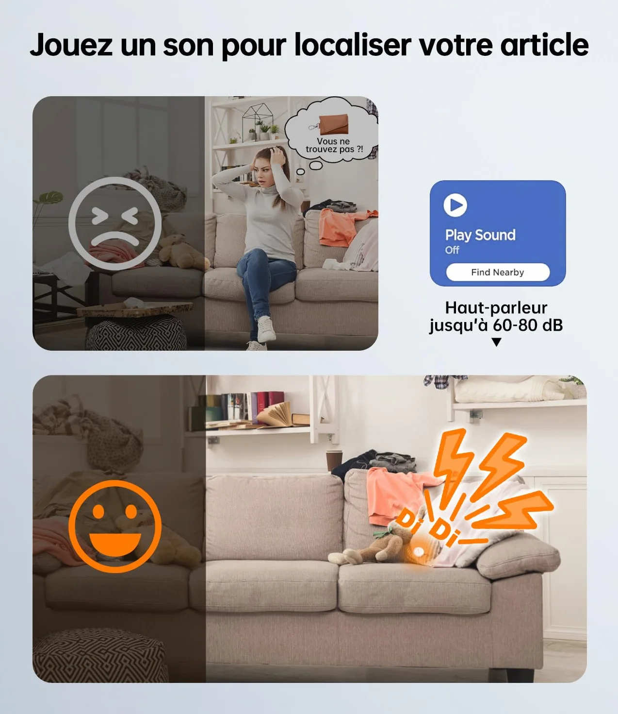 NOVOO Inteligentny tag Bluetooth kompatybilny z Apple & Google Find My, alarm 80dB, wodoodporny IPX5, wymienna bateria