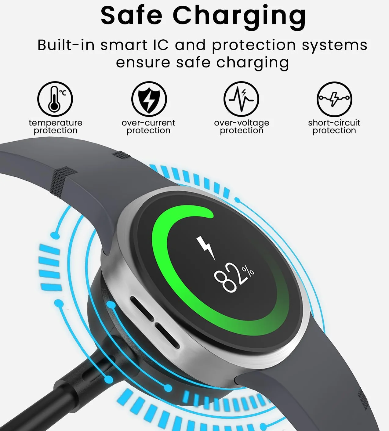 Magnetyczna ładowarka USB C do Samsung Galaxy Watch 8/8 Classic/7/6/6 Classic/5 Pro/5/4/3/FE/Ultra/Active 1/2