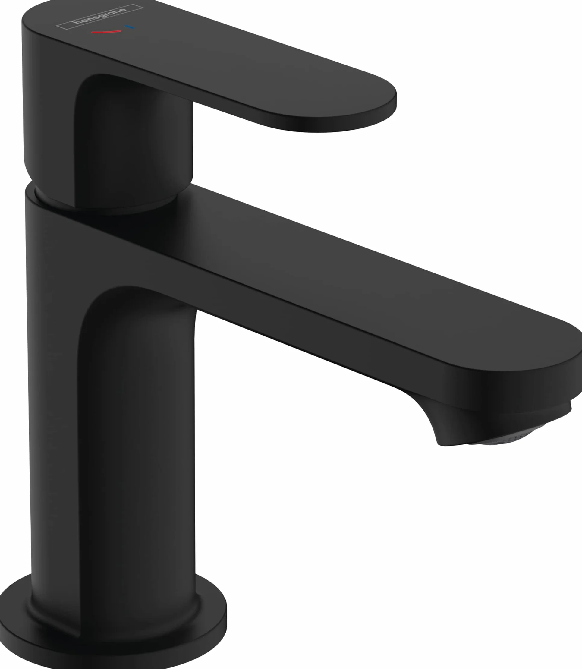 hansgrohe Rebris S 72584670 bateria umywalkowa z odpływem z drążkiem z metalu, energooszczędna (CoolStart), kran łazienkowy z wysokością wylotu 84 mm, energooszczędna (EcoSmart), matowa czerń