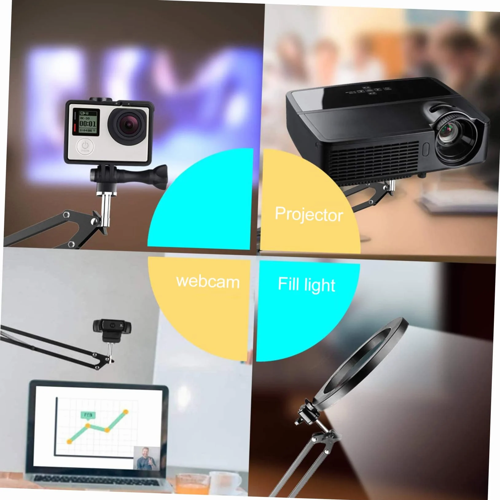 OSALADI Regulowany Stojak Webcam z Klipsem Do Montażu Ramie Scissor Arm Do Użytku Domowego i Studio Stabilny i Łatwy Ustawieniu Idealny Nagrywania i Strimowania