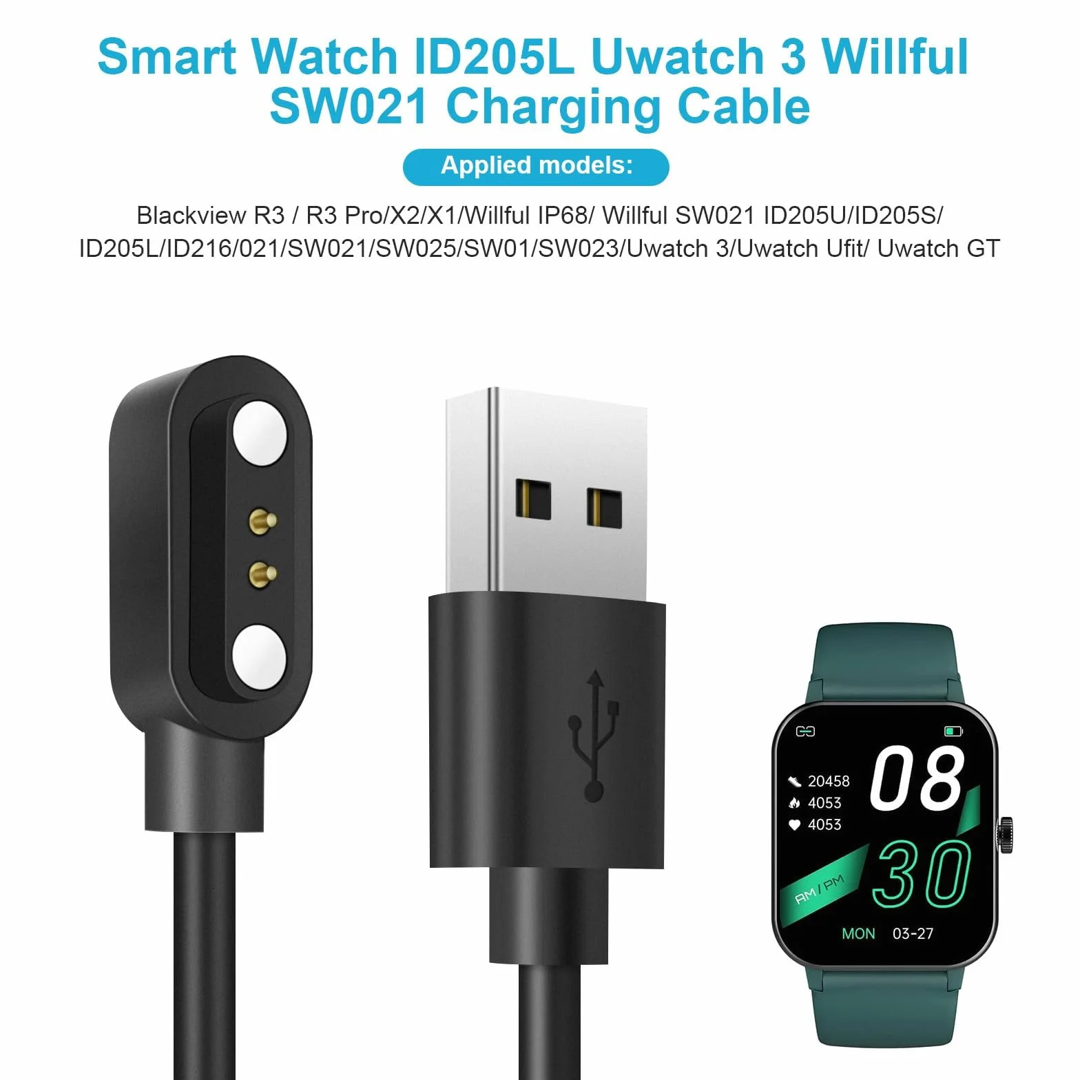 AXFEE Ładowarka magnetyczna kompatybilna z Willful YAMAY SW023 SW021 SW025 Letsfit ID206 ID205L