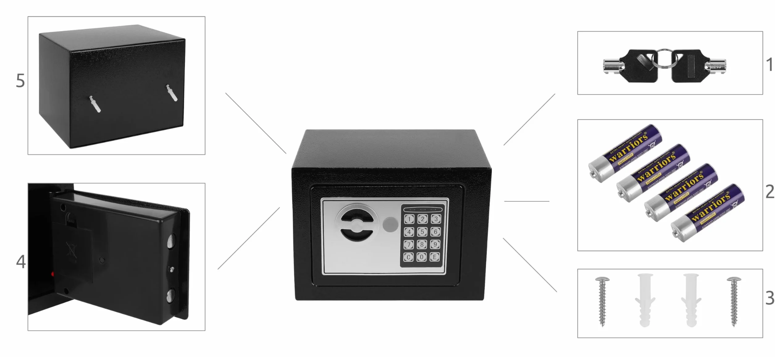 Iso Trade MALATEC Safe 8799 elektroniczny sejf na dokumenty i klucze, czarny
