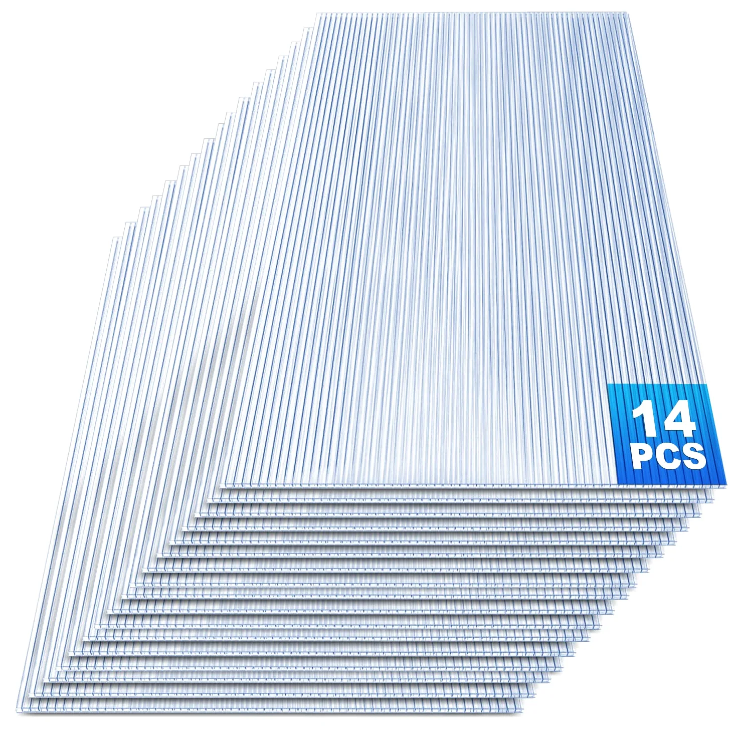 Gimisgu Płyty komorowe z poliwęglanu, 14 x (121 x 60,5 x 0,4 cm), podwójna płyta komorowa 10,25 m², do szklarni, ogrodu, szklarni, płyty zapasowe