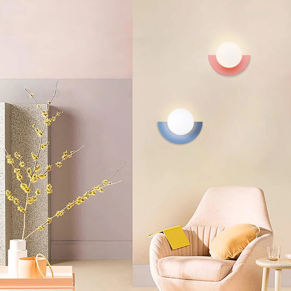 Kinkiet Nordic Wall Sconce Glass Globe, nowoczesna lampa łazienkowa, geometryczna lampa ścienna, lampa ścienna do wnętrz z okablowaniem do sypialni, kuchni, przedpokoju, salonu