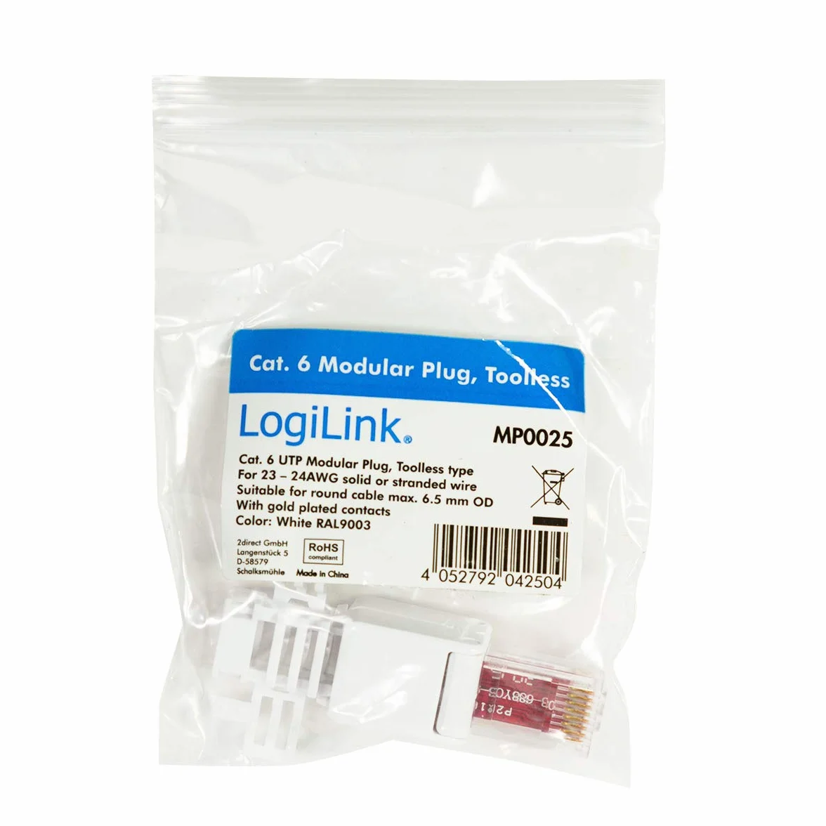 LogiLink CAT 6 UTP RJ45 wtyczka bez narzędzi złącze wtykowe