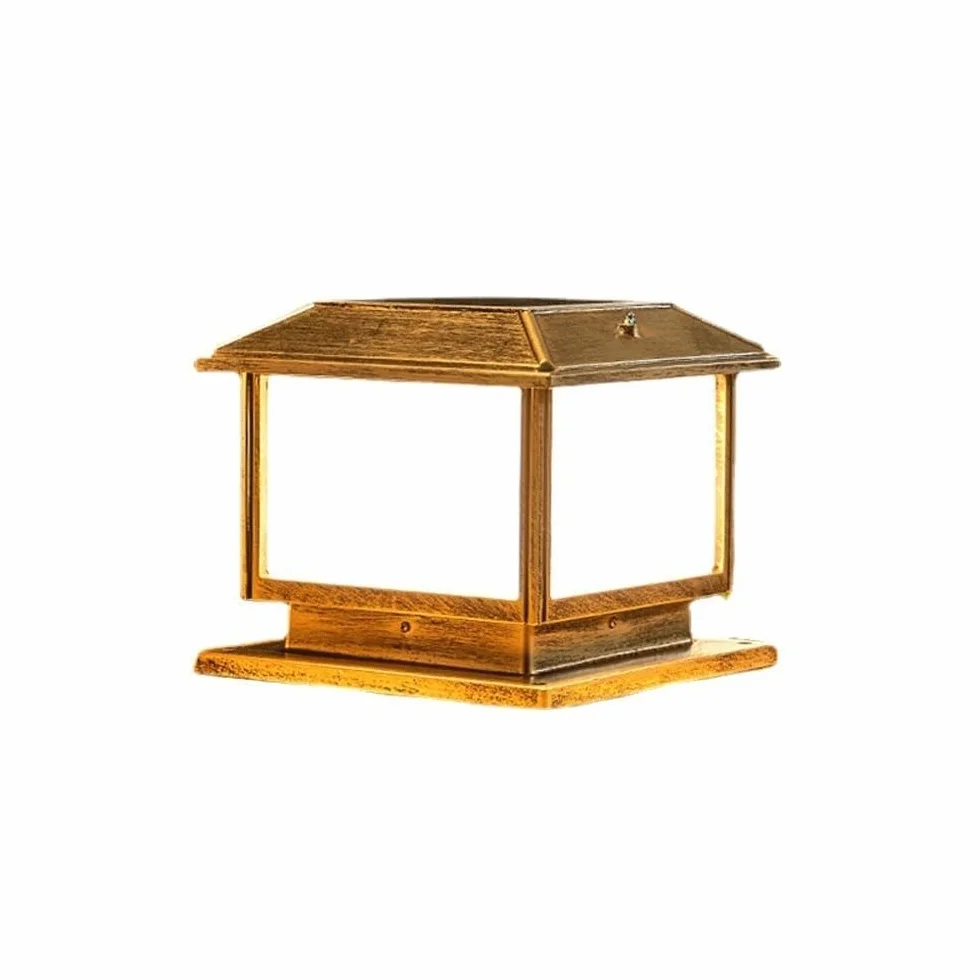 Nowoczesne lampy solarne na słupki, odporne na deszcz, oświetlenie na słupki ogrodzeniowe z akrylowym kloszem, do ogrodu i na patio(Brass,X-Large)