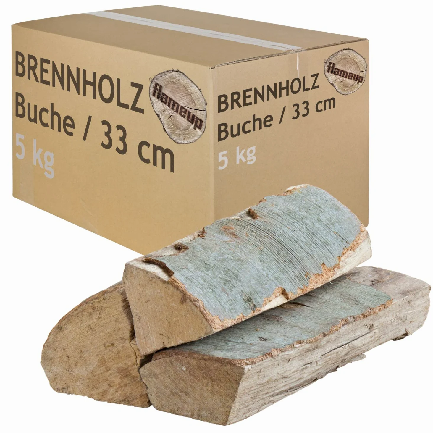 Drewno opałowe, bukowe drewno kominkowe, 33 cm, do pieców i kominków, pieców kominkowych, grilla, palenisk, kłody bukowego drewna opałowego Flameup, ilość: 25 kg
