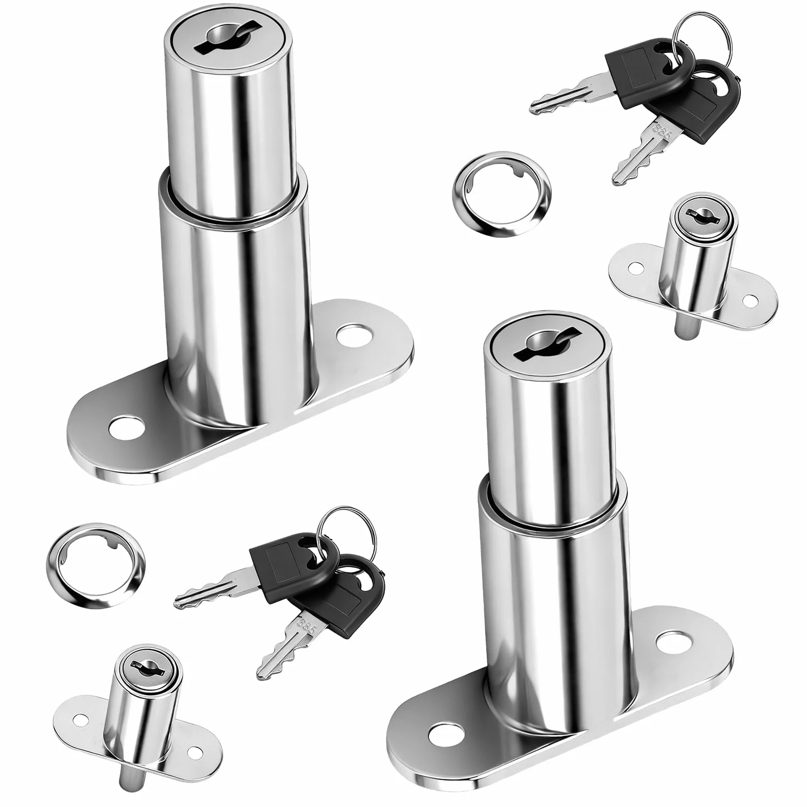 Zamek do szafy, drzwi przesuwne, cylinder ciśnieniowy, różne możliwości blokowania cylindra meblowego, średnica cylindra 19 mm, wytrzymała stal, łącznie z kluczem, nadaje się do drzwi o grubości do 32