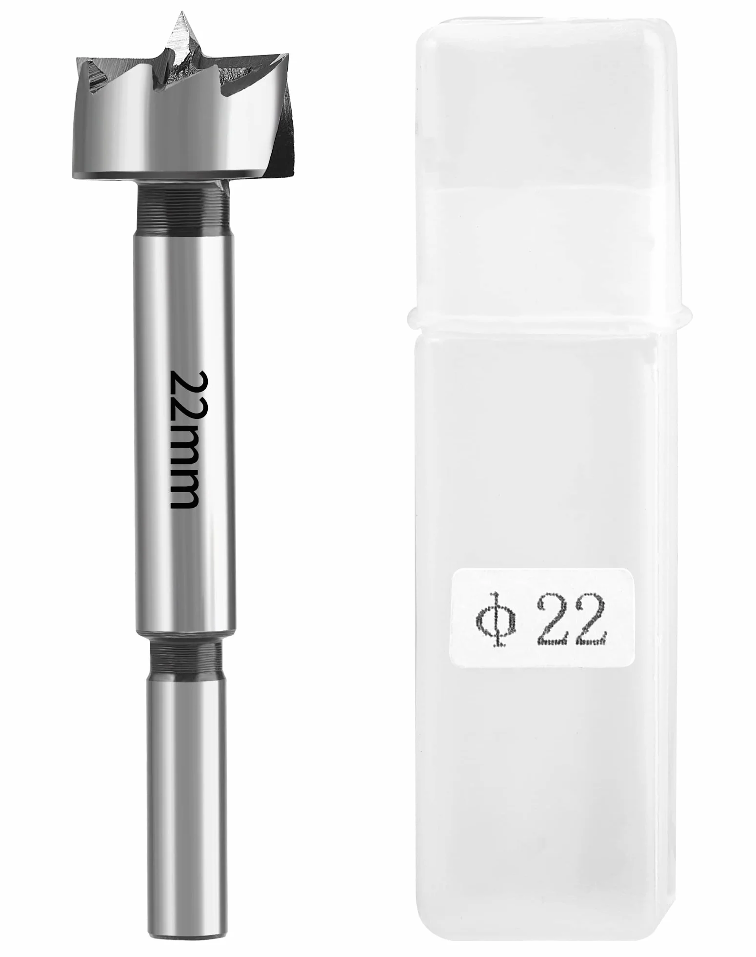 Wiertło Forstnera 22 mm LAOYE Forstner do drewna i tworzywa sztucznego, Ø 22,0 mm, bity Forstnera z okrągłym trzonkiem – profesjonalne nasadki wiertnicze z okrągłym trzpieniem, długość 90 mm,