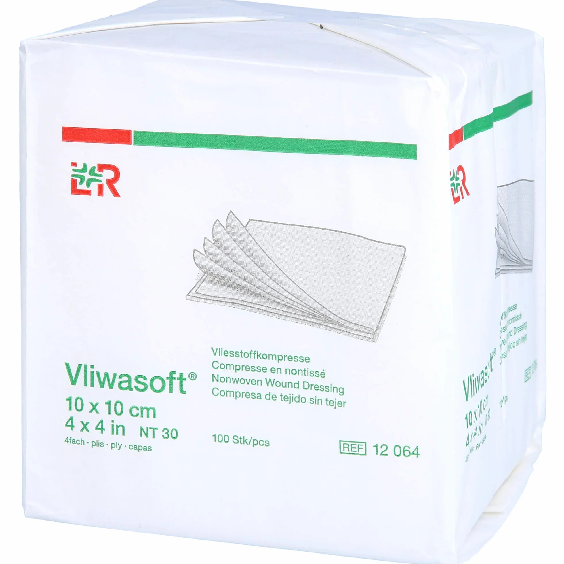 Vliwasoft 12064 opatrunki, niesterylne, 4-warstwowe 10 cm x 10 cm (100 szt.)