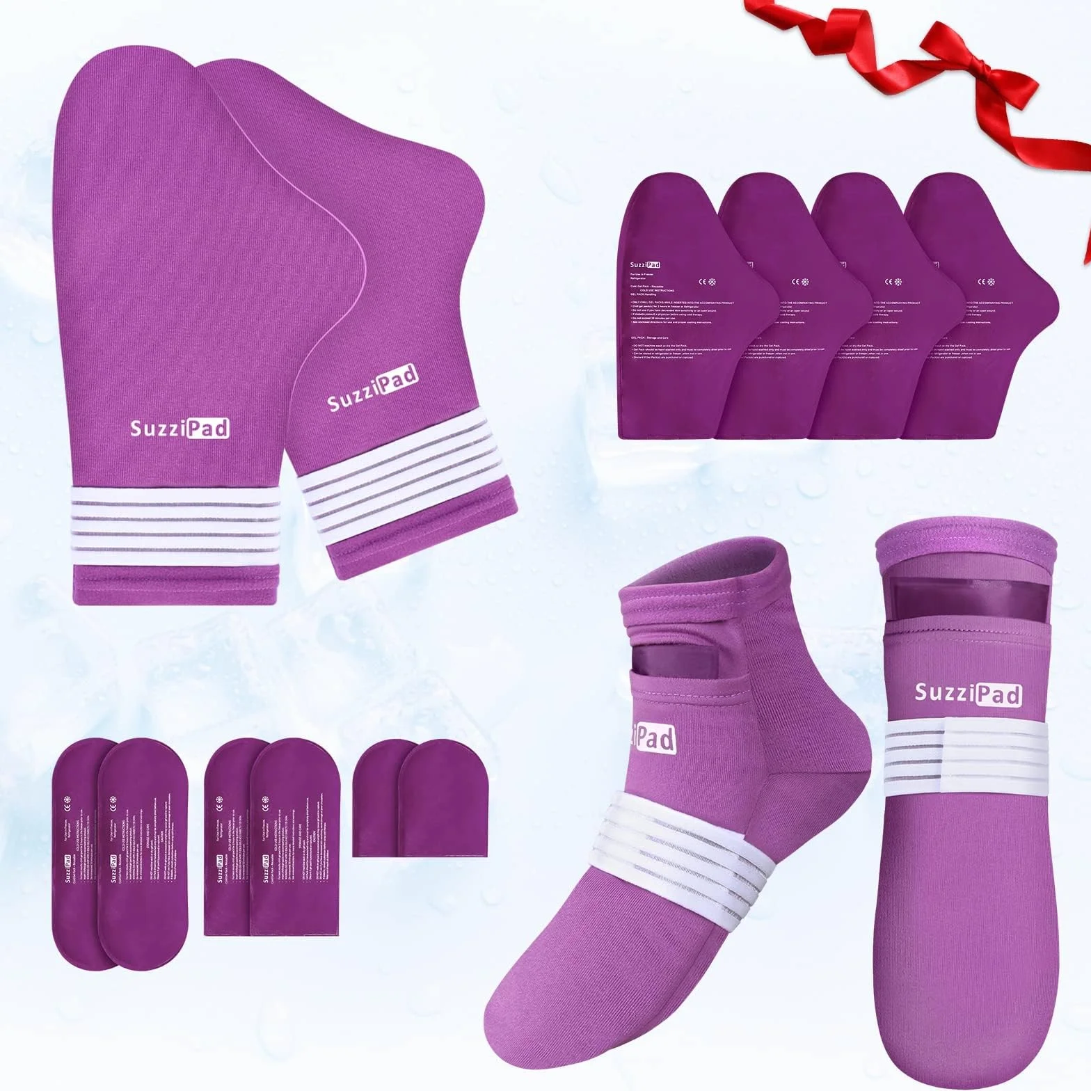 SuzziPad Foot Ice Pack Zimne skarpety i zimne rękawiczki do chemioterapii neuropatii, artykuły komfortowe dla pacjentów po chemioterapii, ulga w neuropatii, terapia zimnem rąk, terapia zimnem stóp, L,