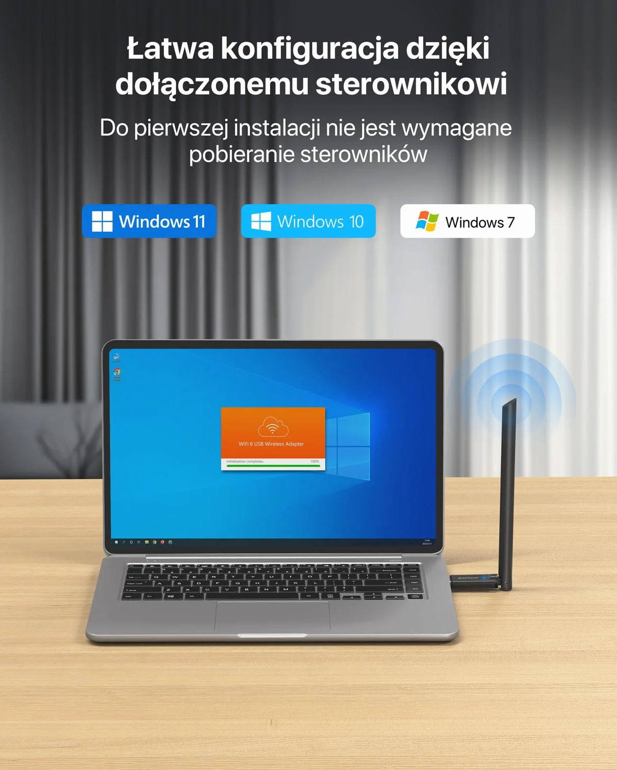 BrosTrend AX900 USB WiFi 6 Adapter do PC Laptop, klucz sprzętowy WiFi o dużym zasięgu, Antena o wysokim wzmocnieniu 6dBi, dwuzakresowy 5 GHz + 2,4 GHz, adapter bezprzewodowy do systemu Windows 11/10/7
