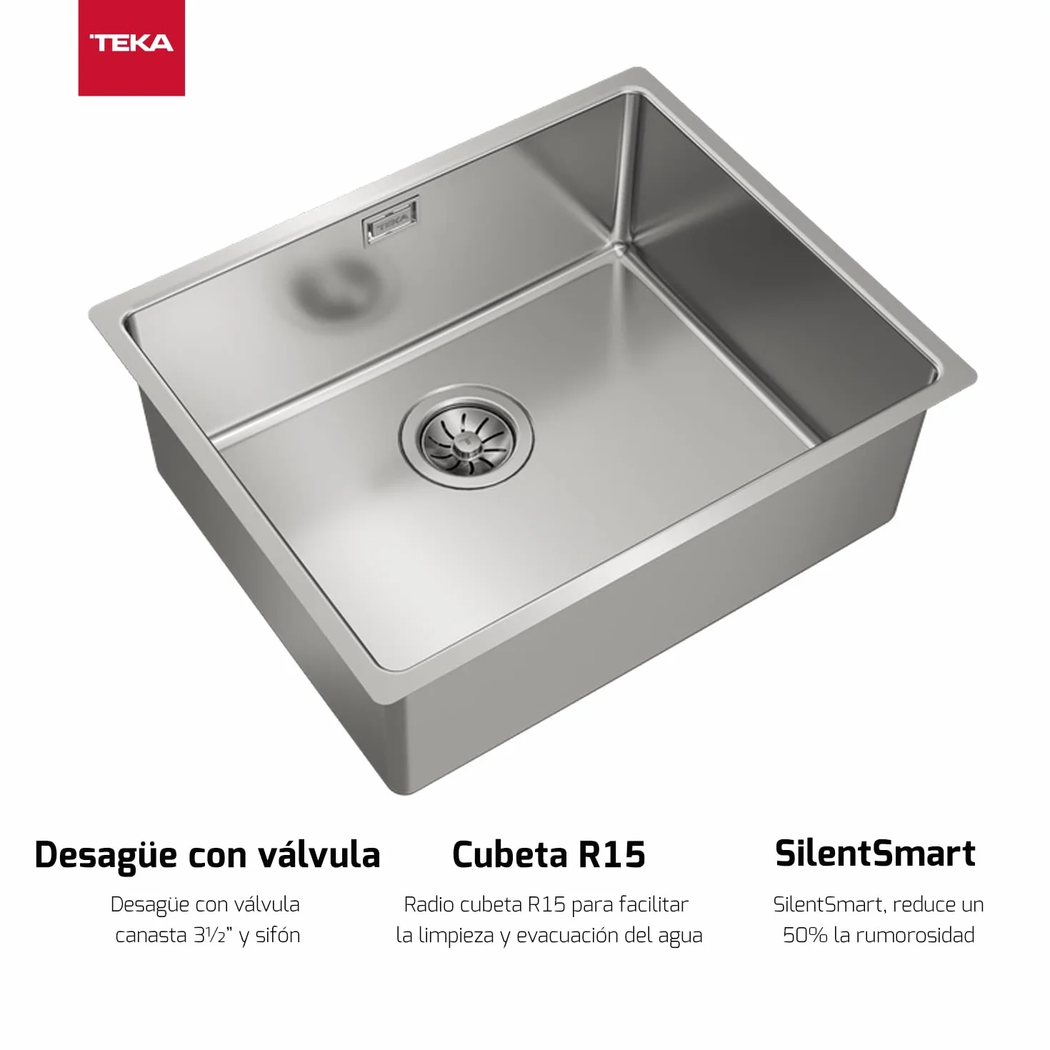 Teka 115000005 Zlewozmywak kuchenny ze stali nierdzewnej z pojedynczą miską Linea RS15 50,40 3½ W/OVF SP-115000005, szary