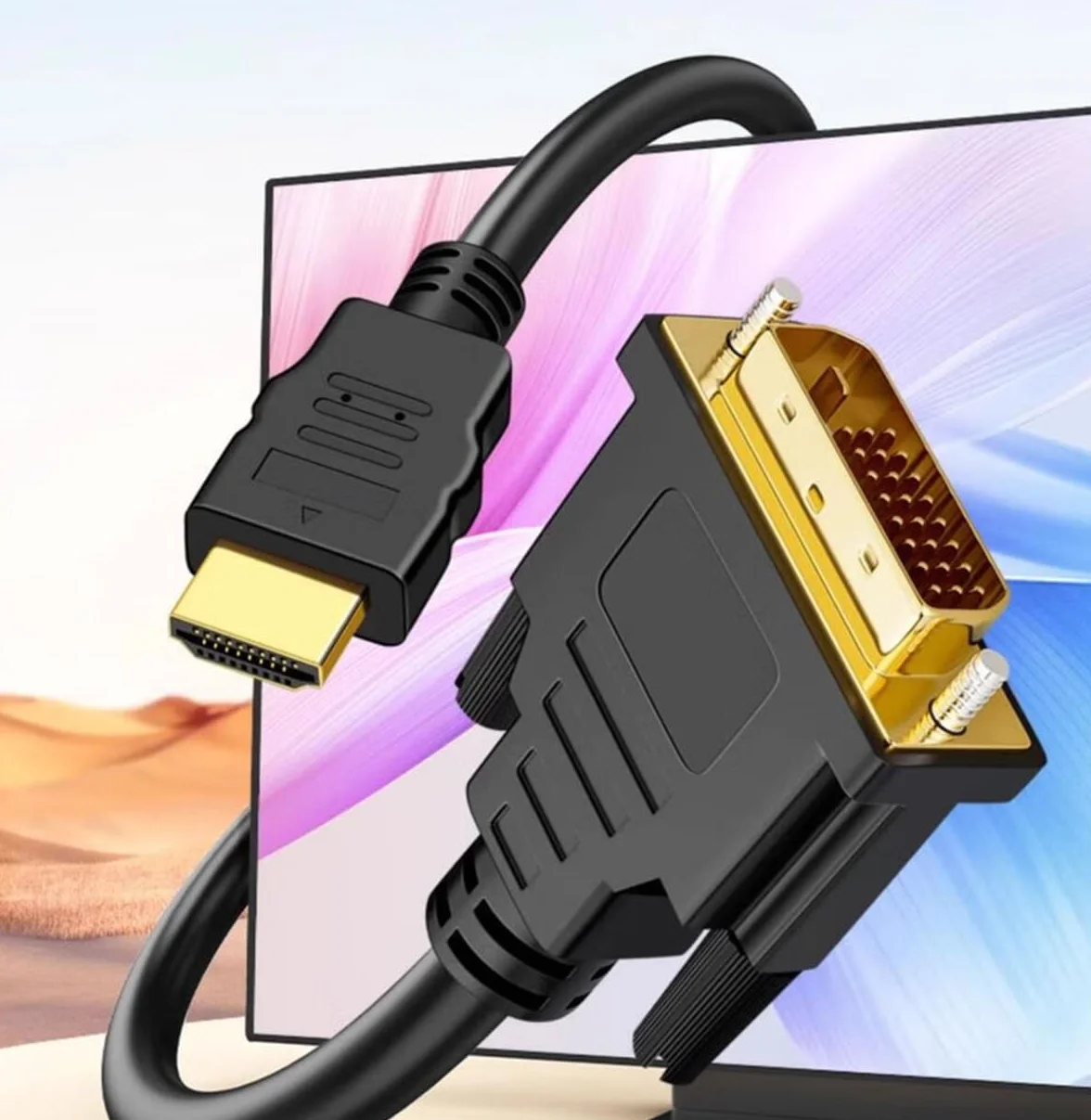 Kabel adaptera HDMI na DVI 1,5 m, DVI-D (24+1) do HDMI A, dwukierunkowy kabel 1080p Full HD, kompatybilny z PC, laptopem, TV Box, projektorem, i innymi