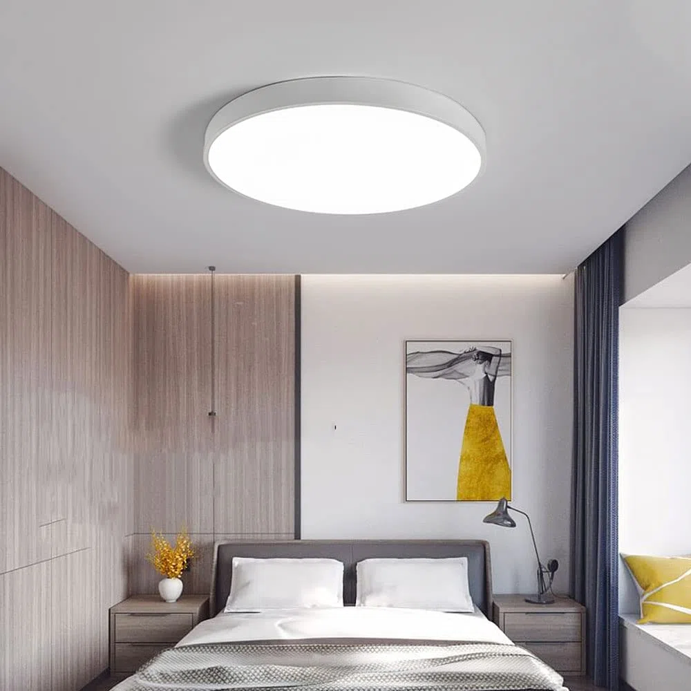 YRYRYW Zagłębiony sufit LED Nordic Minimalistyczne lampy sufitowe Trzykolorowe ściemnianie salonu okrągły panel Light akrylowa sufitowa energooszczędna ozdobna wyprawę dekoracyjna Household faucets