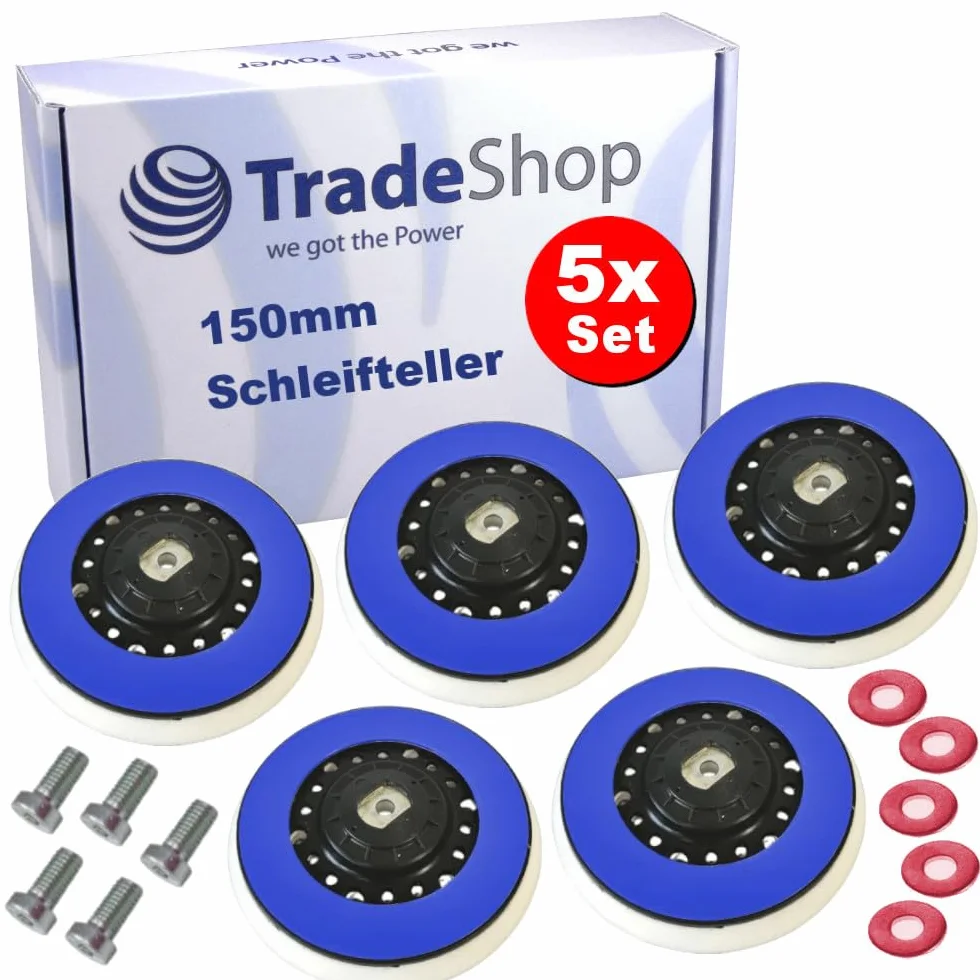Trade-Shop 5 x talerz polerski na rzep, talerz szlifierski/talerz podporowy kompatybilny z maszyną polerską Rupes LHR21, LHR21E, LHR21ES, LHR21 Mark II, LHR21 Mark III