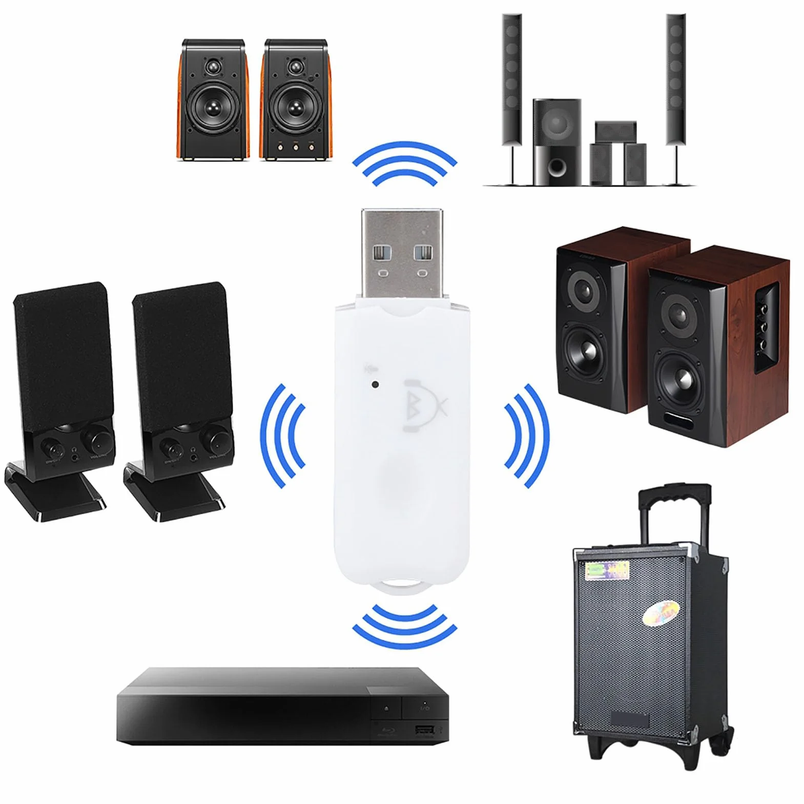 ASHATA Mini USB odbiornik Bluetooth Audio A2DP Music Adapter bezprzewodowy do samochodu AUX telefon komórkowy, adapter bezprzewodowy USB Bluetooth Obsługa odbiornika audio Bluetooth A2DP V1.2
