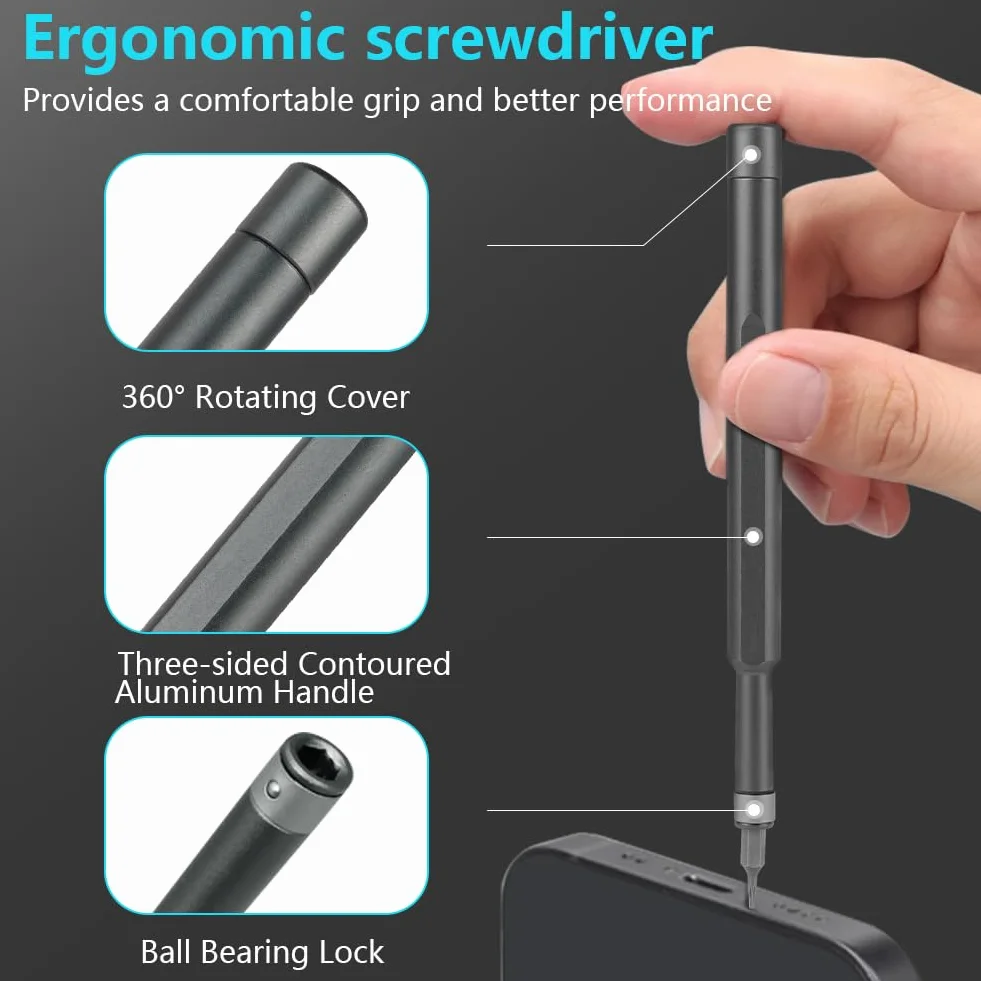 Ainiv Zestaw wkrętaków, 54 w 1 mini precyzyjny zestaw wkrętaków z 48 magnetycznymi końcówkami, zestaw ręcznych wkrętaków, do telefonów, komputerów, zabawek, zegarków
