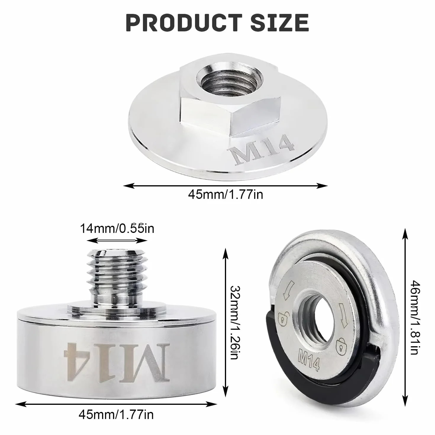 Zestaw adapterów X Lock ze stali nierdzewnej 304 do szlifierek akumulatorowych - nakrętka szybkomocująca M14, profesjonalne akcesoria, trwałe, mocne i wysoko wytrzymałe